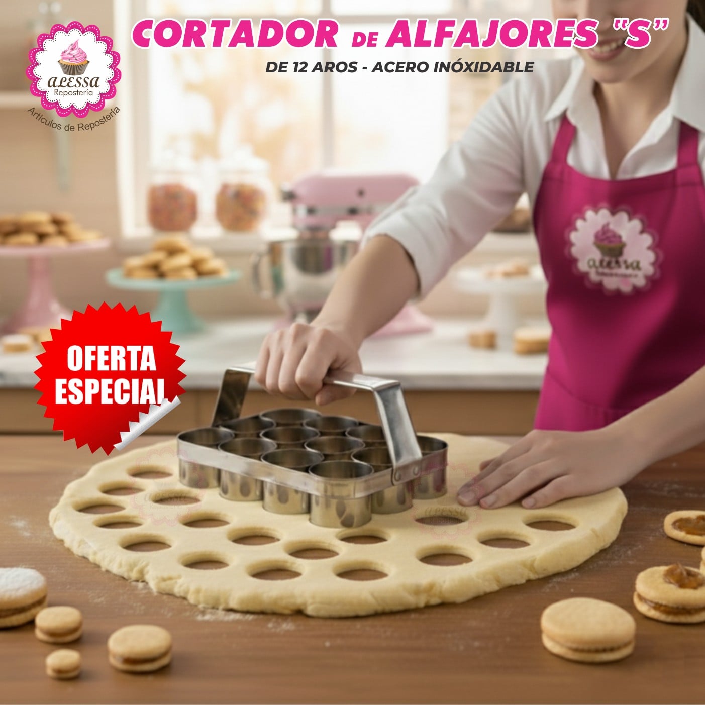 CORTADOR DE ALFAJORES EN PLANCHA DE ACERO CON 12 ANILLOS TAMAÑO S - 3