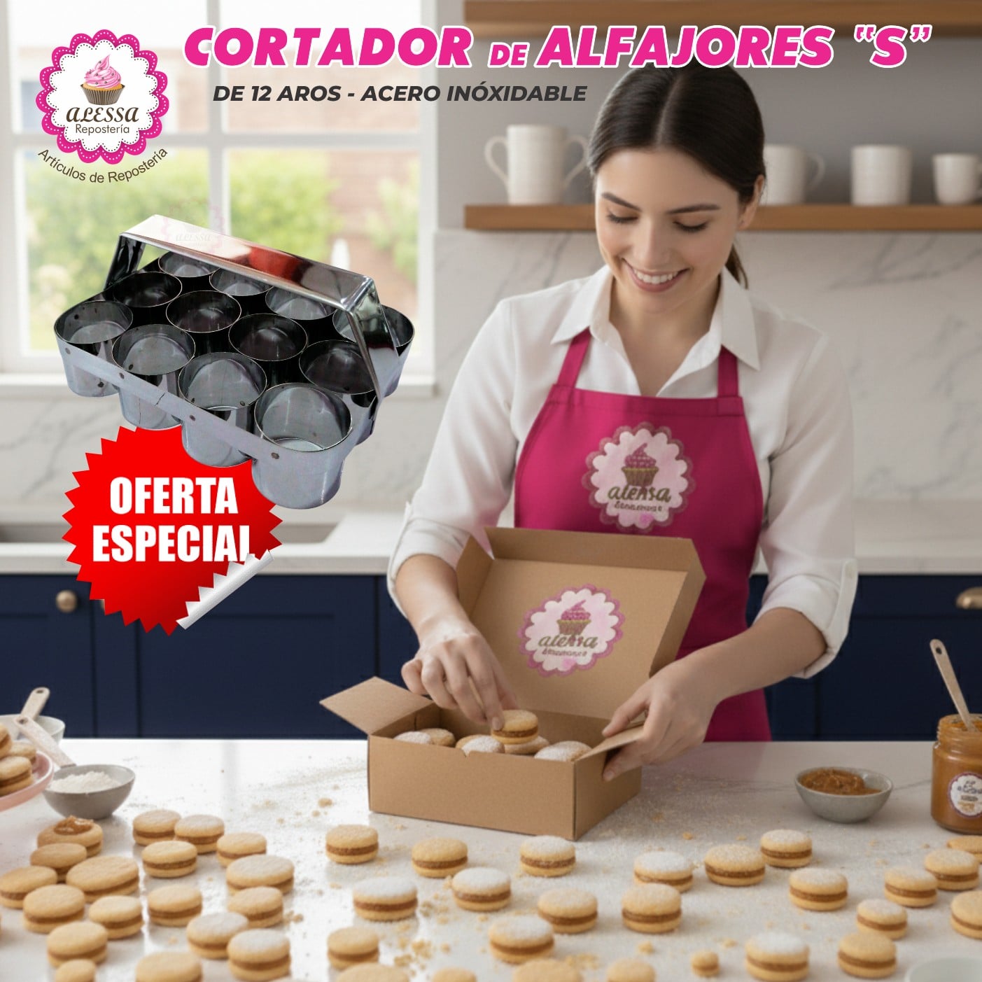 CORTADOR DE ALFAJORES EN PLANCHA DE ACERO CON 12 ANILLOS TAMAÑO S - 4