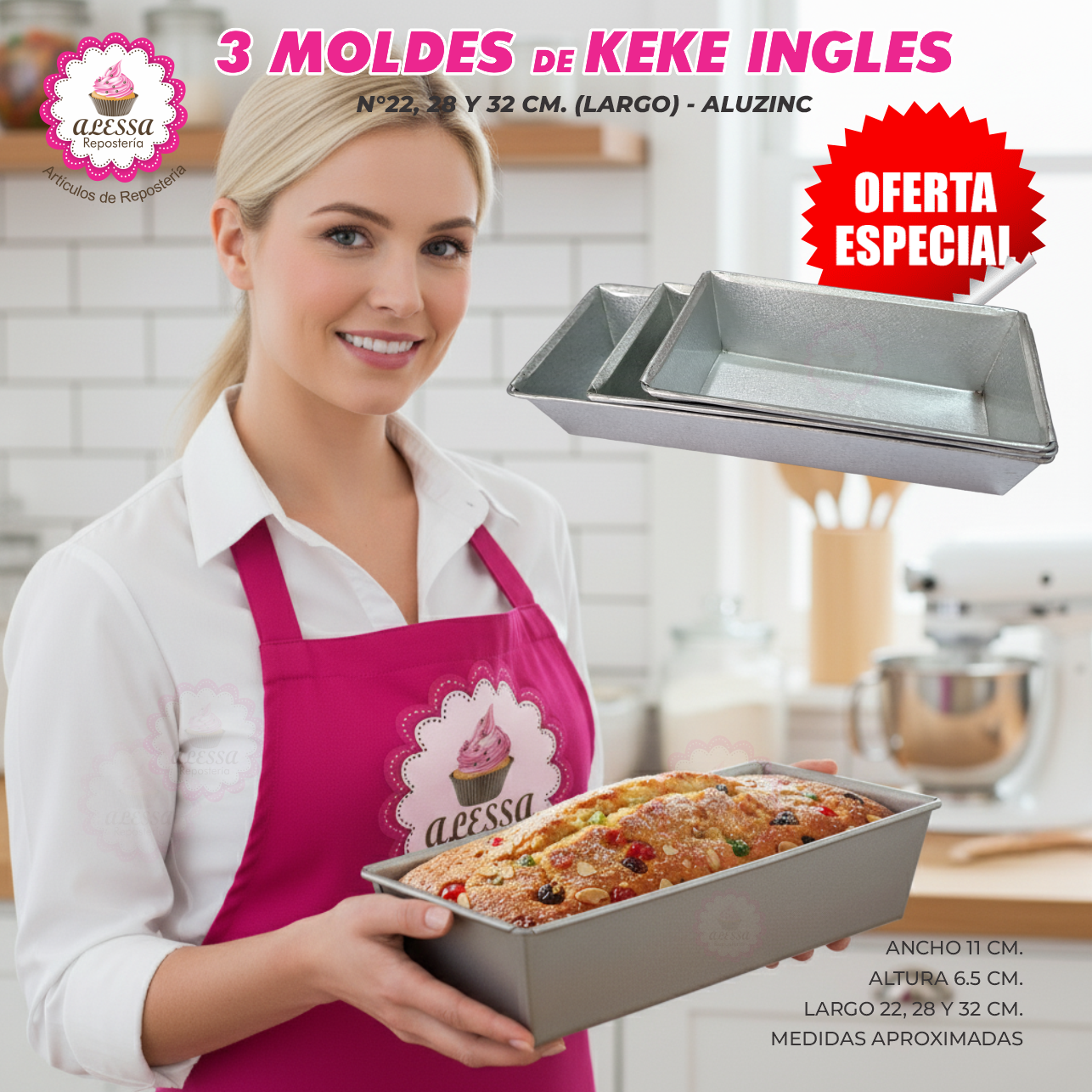 SET PREMIUM DE 3 MOLDES DE KEKE INGLES 22, 28 Y 32 PARA REPOSTERIA - 2