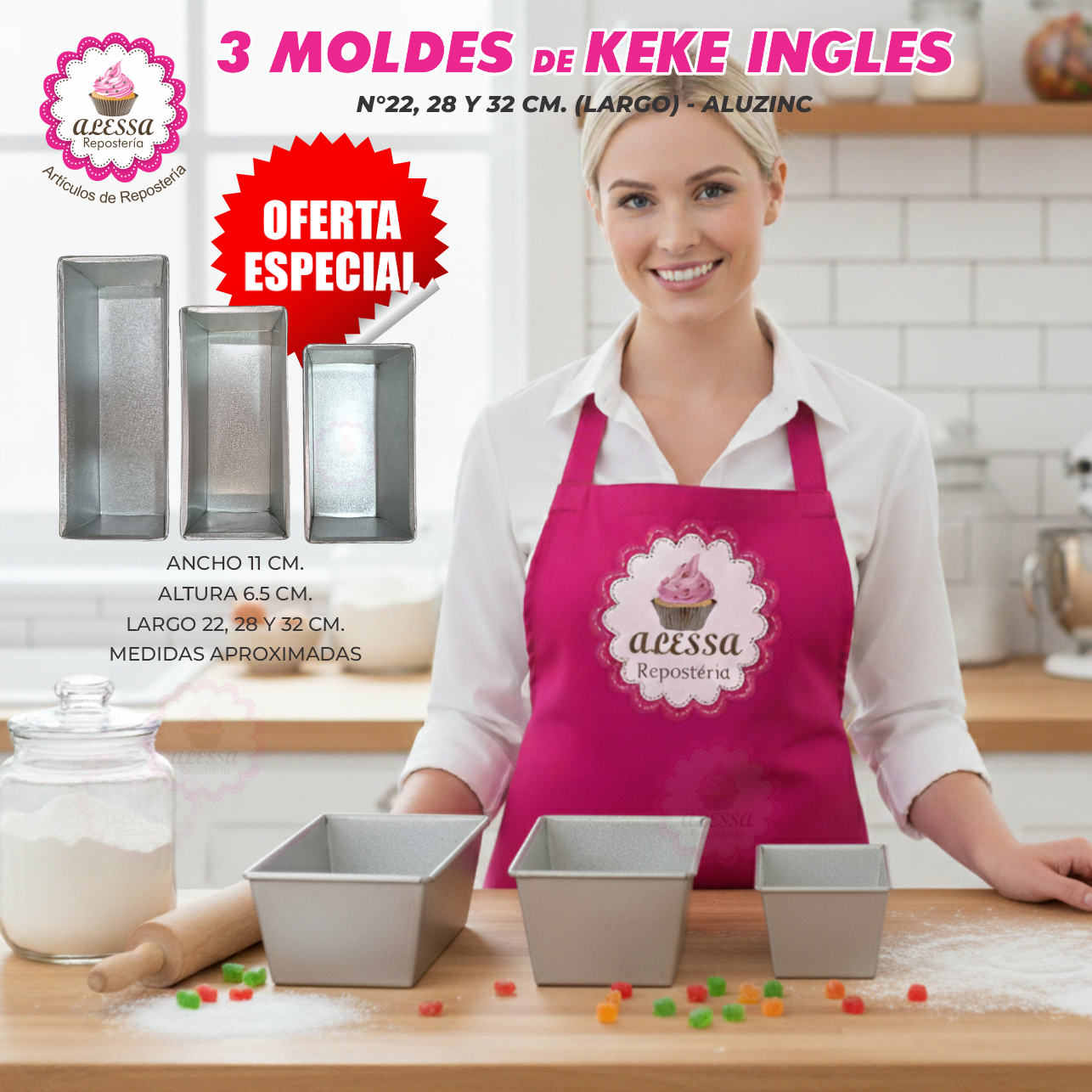 SET PREMIUM DE 3 MOLDES DE KEKE INGLES 22, 28 Y 32 PARA REPOSTERIA - 4