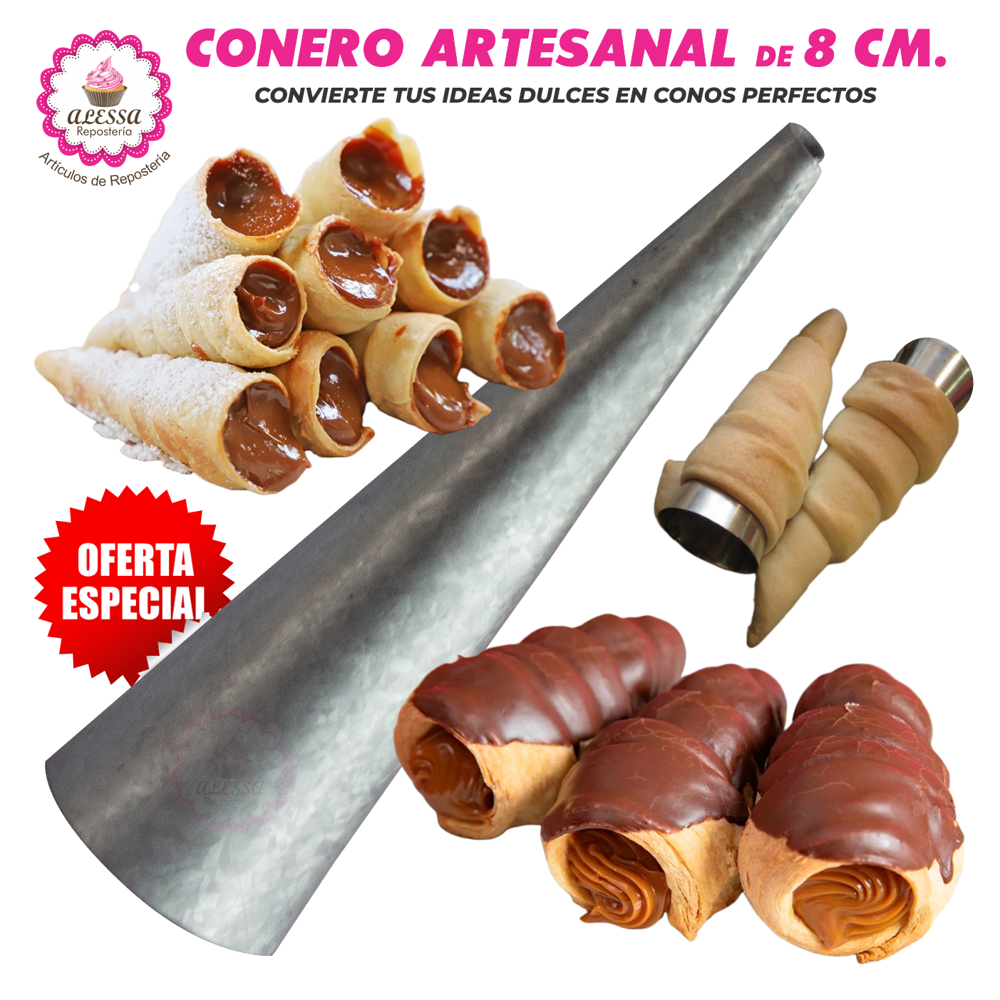 CONERO ARTESANAL DE 8 CM. PARA REPOSTERIA 100 UNIDADES - 1