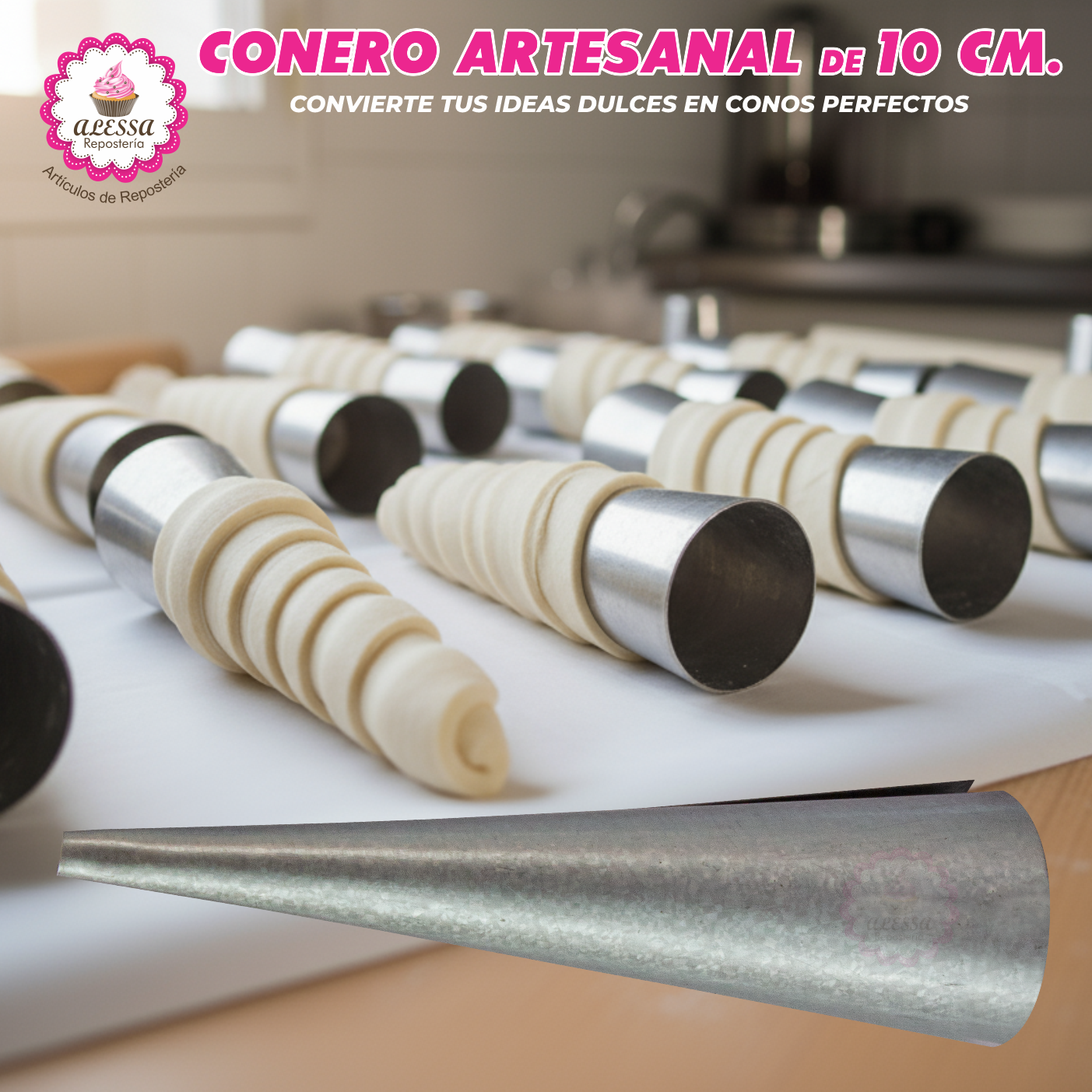 CONERO ARTESANAL DE 10 CM. PARA REPOSTERIA 100 UNIDADES - 4