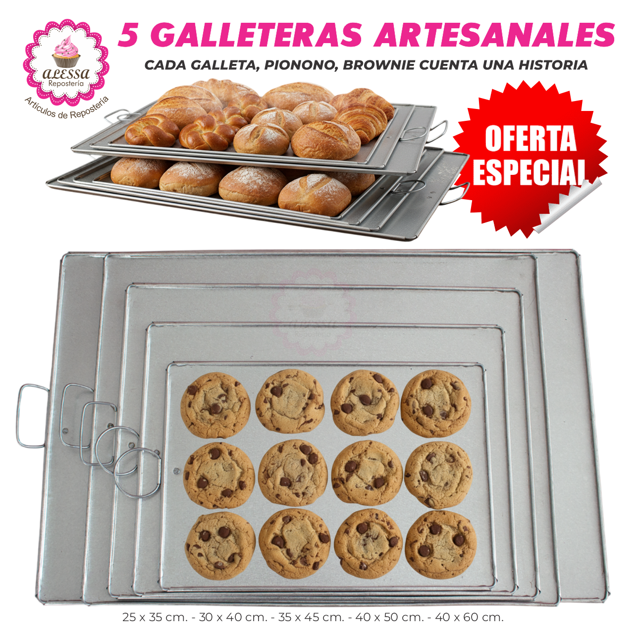 SET DE 5 GALLETERAS ARTESANALES PARA HORNEAR PARA REPOSTERIA - 1