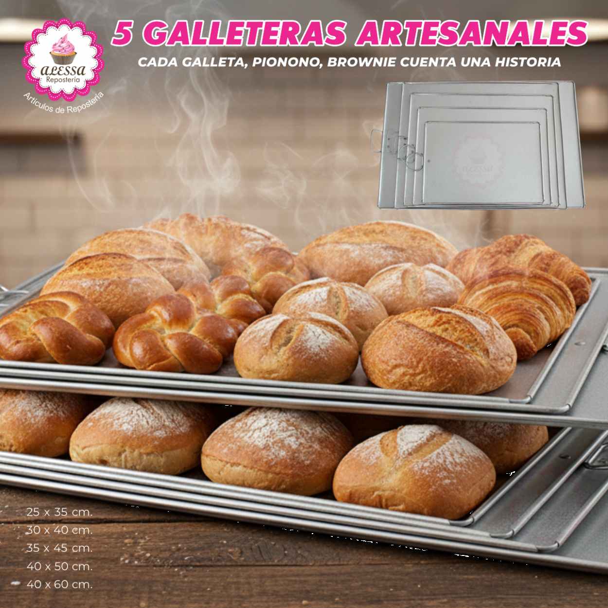 SET DE 5 GALLETERAS ARTESANALES PARA HORNEAR PARA REPOSTERIA - 2