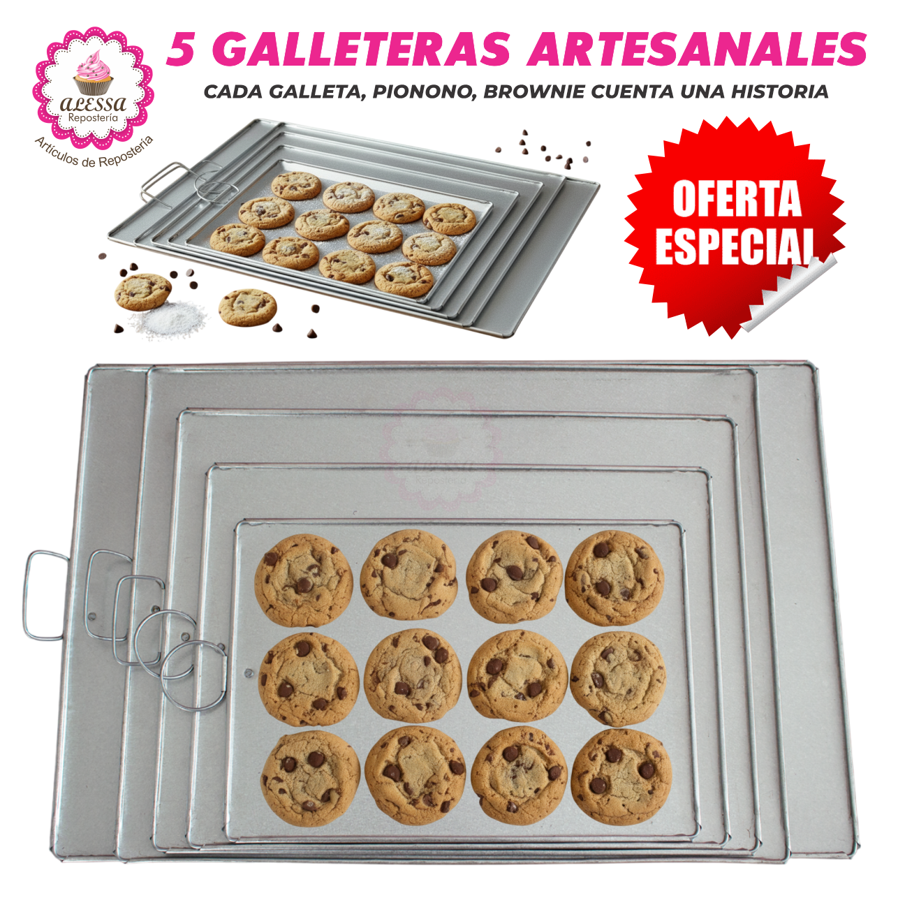 SET DE 5 GALLETERAS ARTESANALES PARA HORNEAR PARA REPOSTERIA - 3