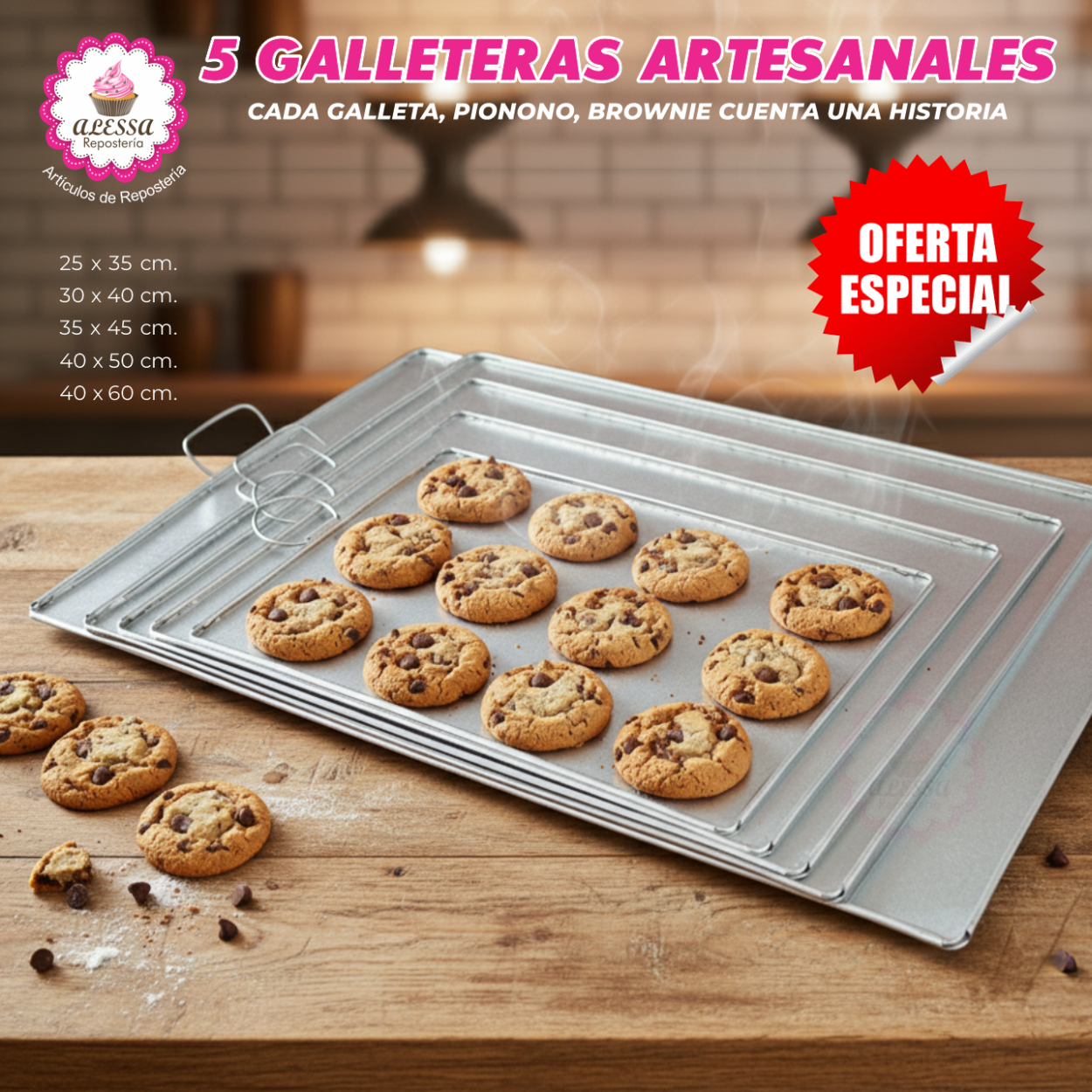 SET DE 5 GALLETERAS ARTESANALES PARA HORNEAR PARA REPOSTERIA - 4