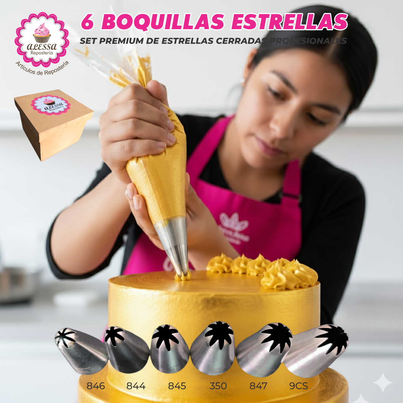 SET PREMIUM DE 6 BOQUILLAS ESTRELLA CERRADAS PROFESIONALES PARA REPOSTERIA - 3