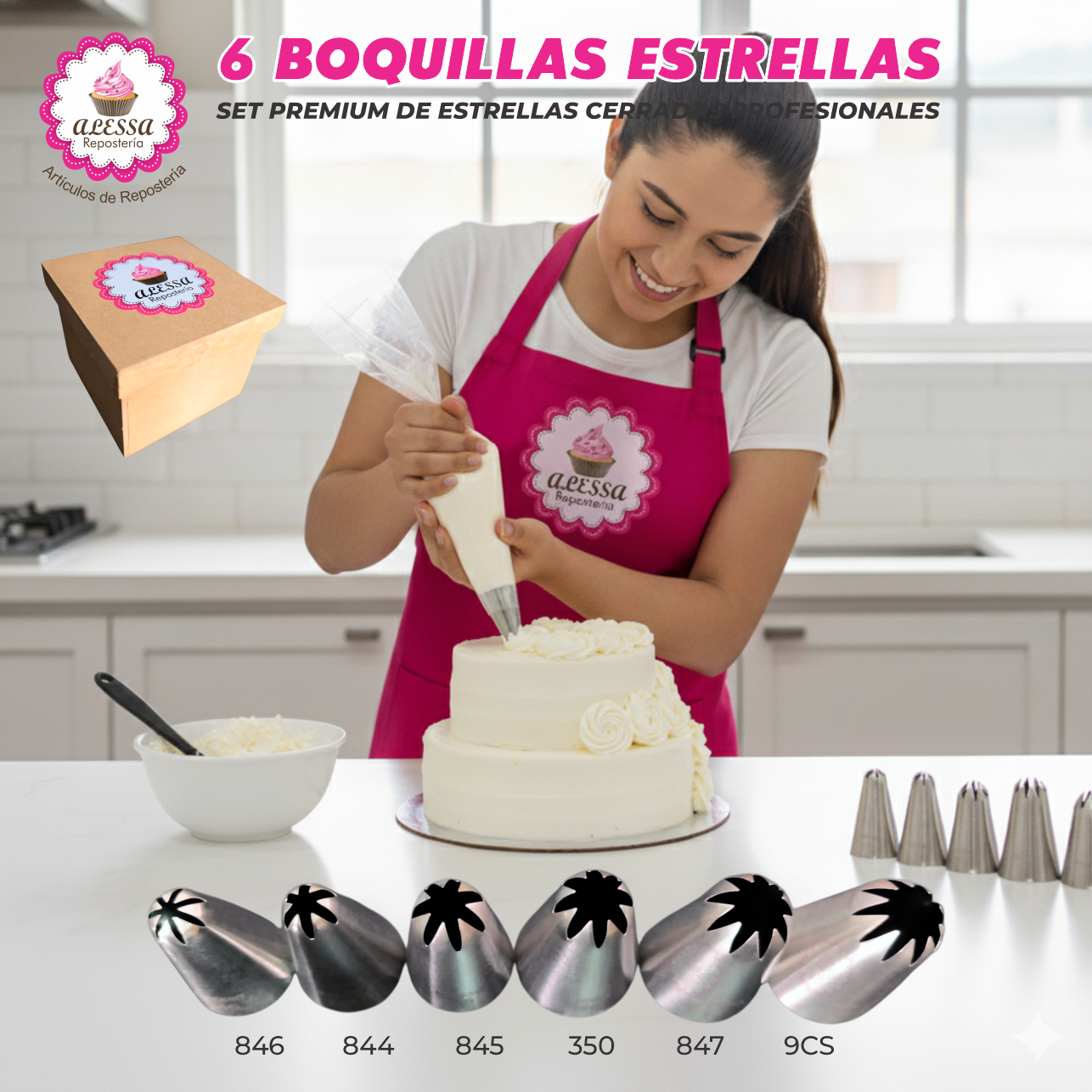 SET PREMIUM DE 6 BOQUILLAS ESTRELLA CERRADAS PROFESIONALES PARA REPOSTERIA - 5