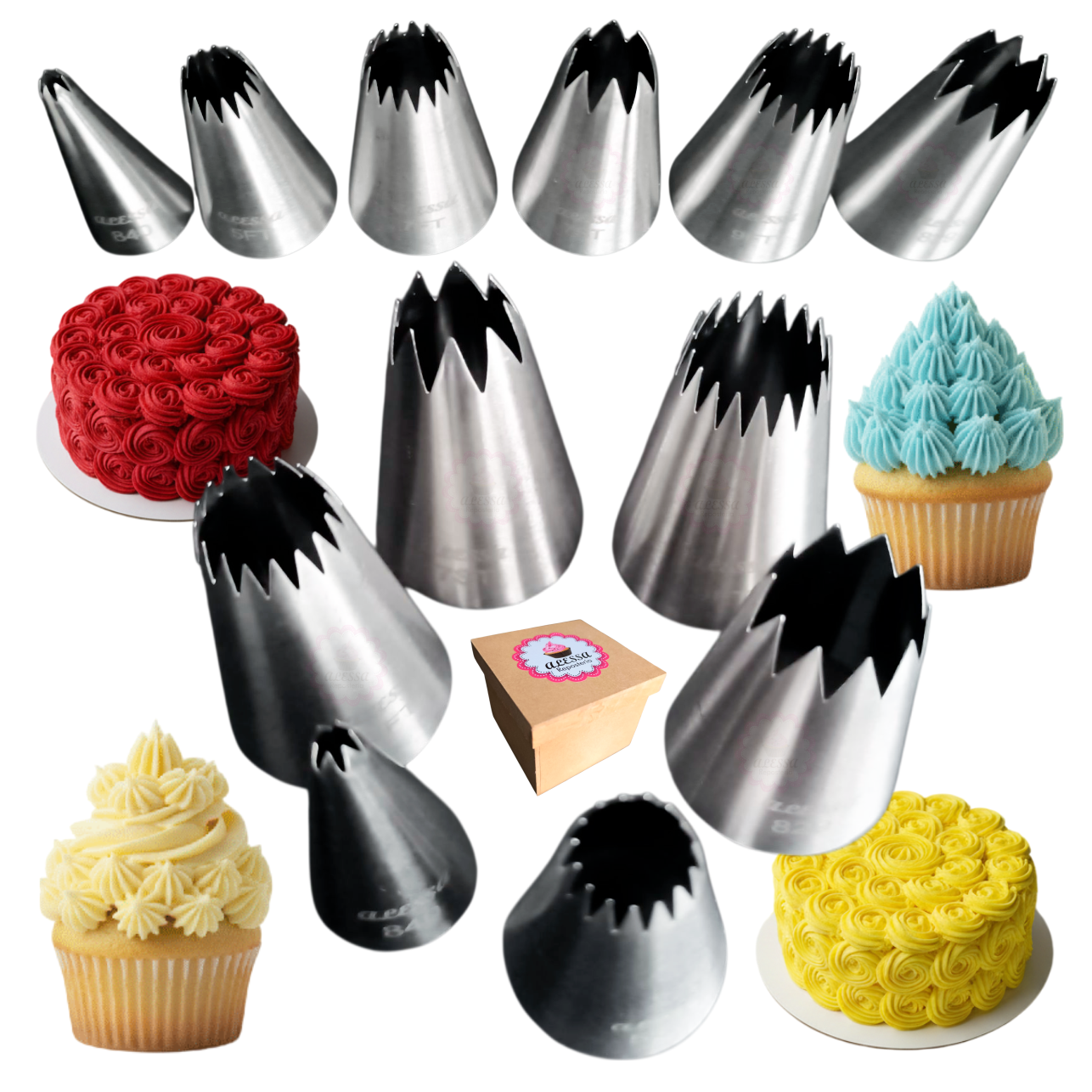 SET PREMIUM DE 6 BOQUILLAS ESTRELLA ABIERTAS PROFESIONALES PARA REPOSTERIA - 1