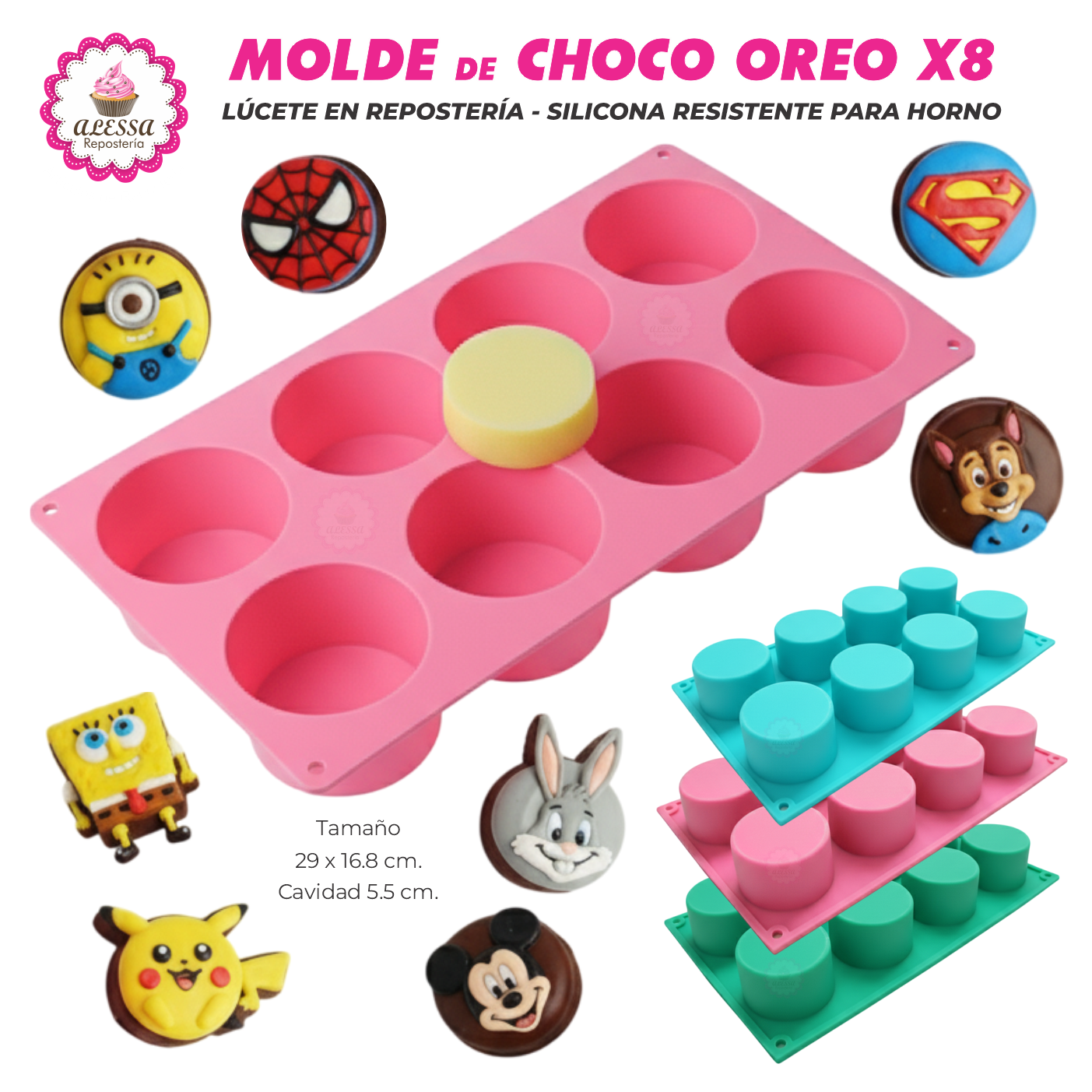 MOLDE DE SILICONA CHOCO OREO DE 8 CAVIDADES PARA REPOSTERIA - 2