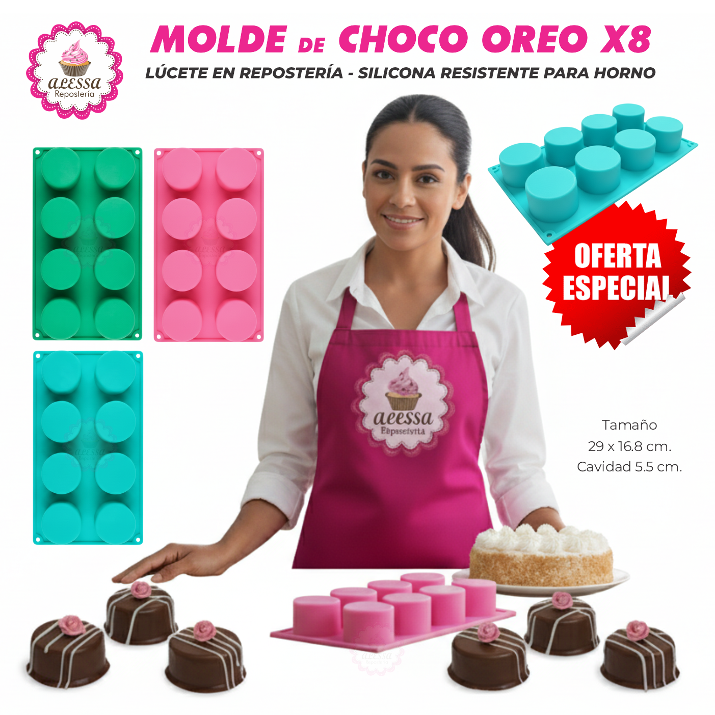 MOLDE DE SILICONA CHOCO OREO DE 8 CAVIDADES PARA REPOSTERIA - 5