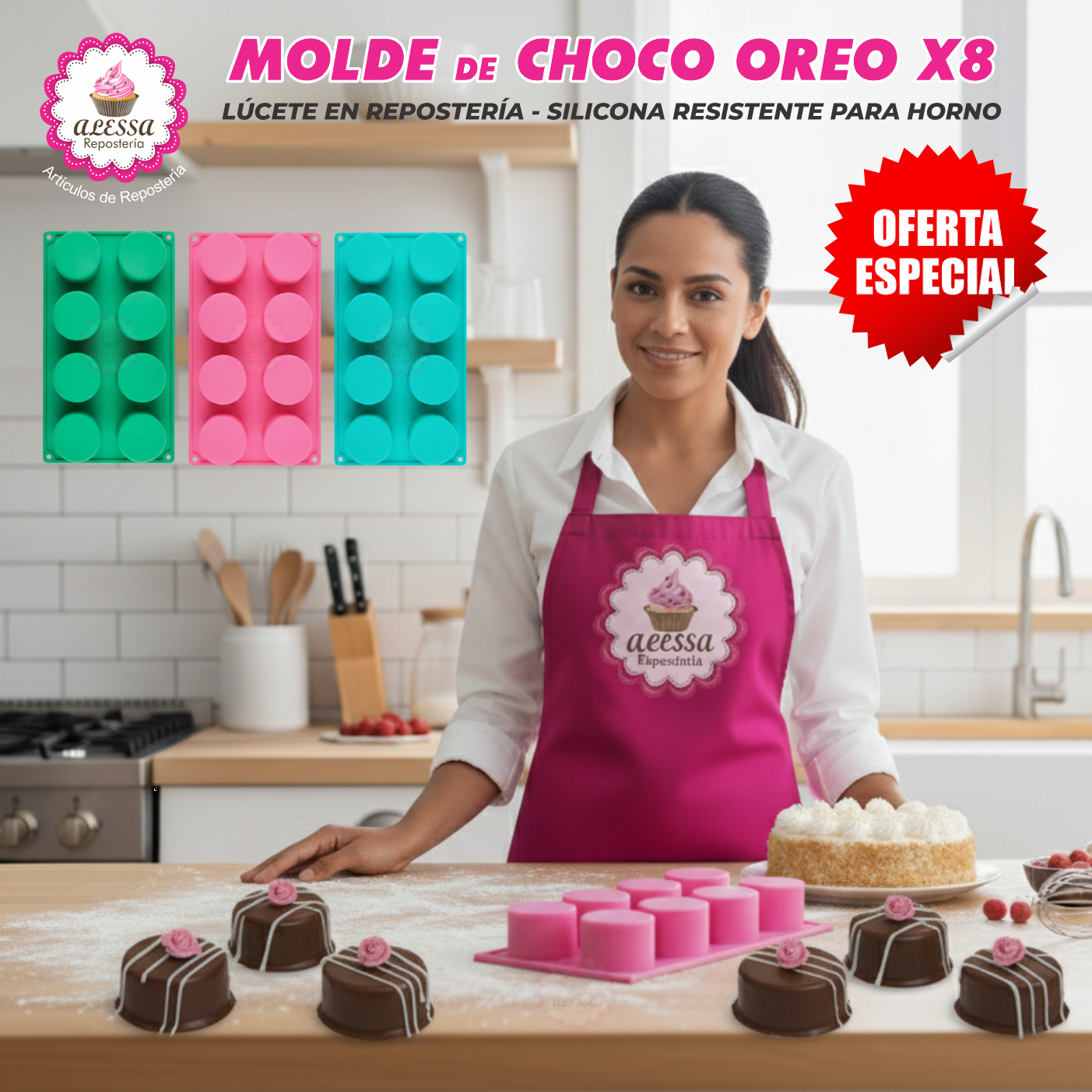MOLDE DE SILICONA CHOCO OREO DE 8 CAVIDADES PARA REPOSTERIA - 6