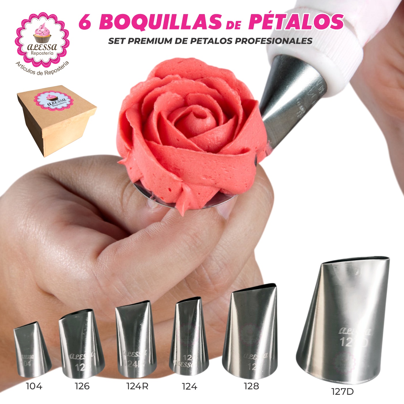 SET PREMIUM DE 6 BOQUILLAS PROFESIONALES PARA PETALOS EN REPOSTERIA - 1