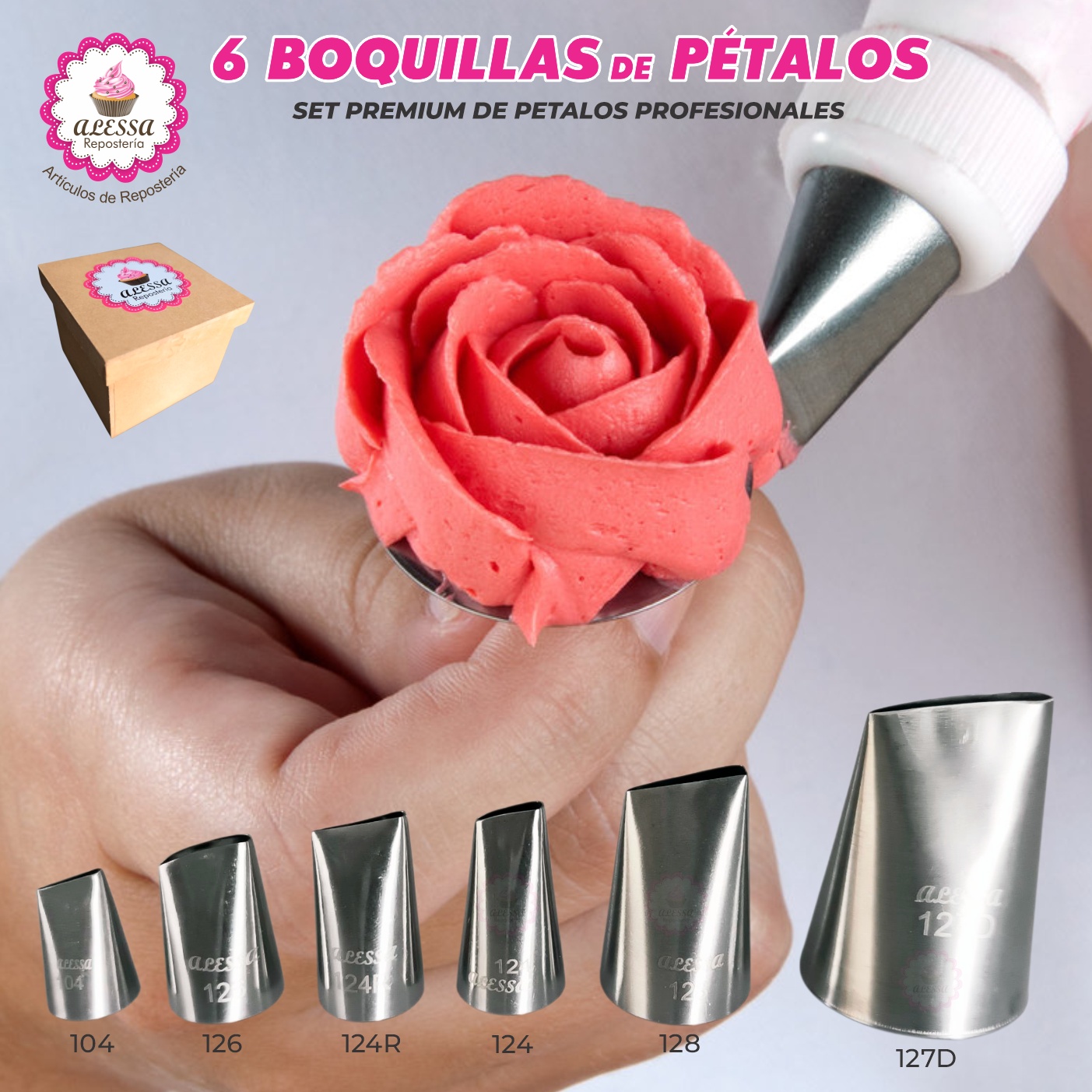 SET PREMIUM DE 6 BOQUILLAS PROFESIONALES PARA PETALOS EN REPOSTERIA - 3