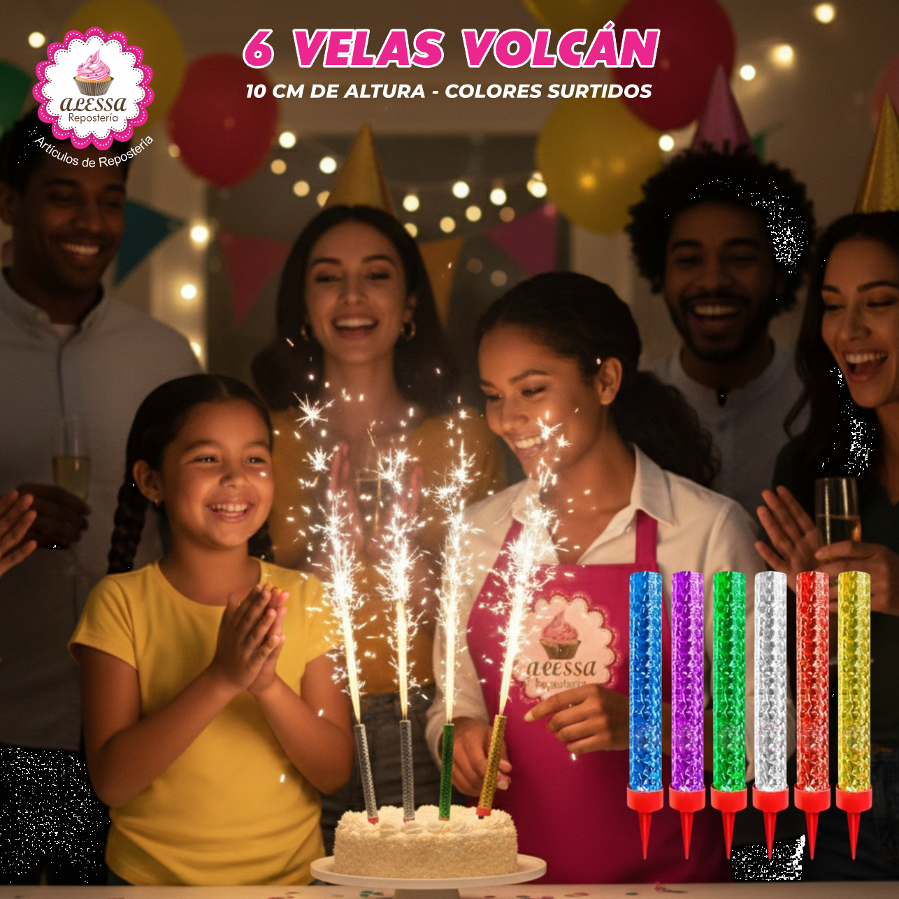 VELAS VOLCAN PARA CUMPLEAÑOS PACK DE 12 UNIDADES - 2
