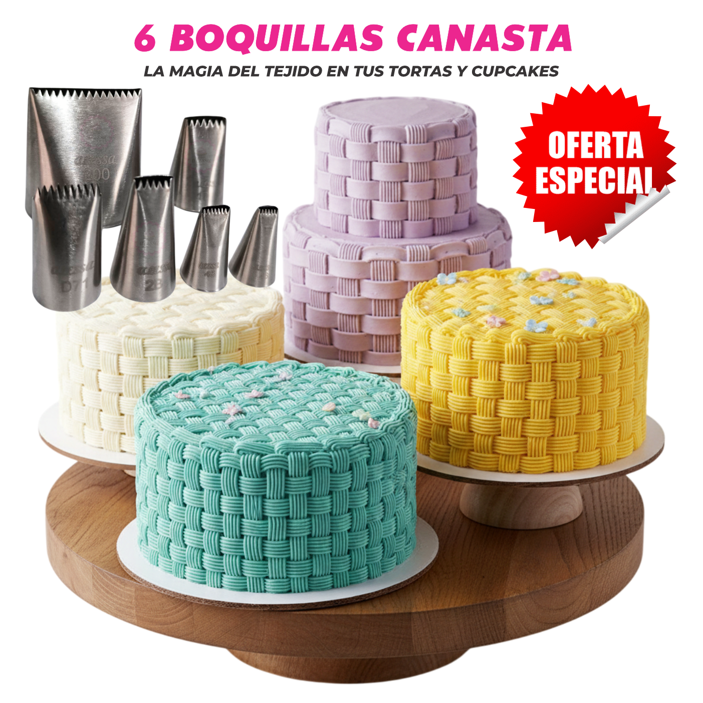SET PREMIUM DE 6 BOQUILLAS PROFESIONALES CANASTA PARA REPOSTERÍA - 2