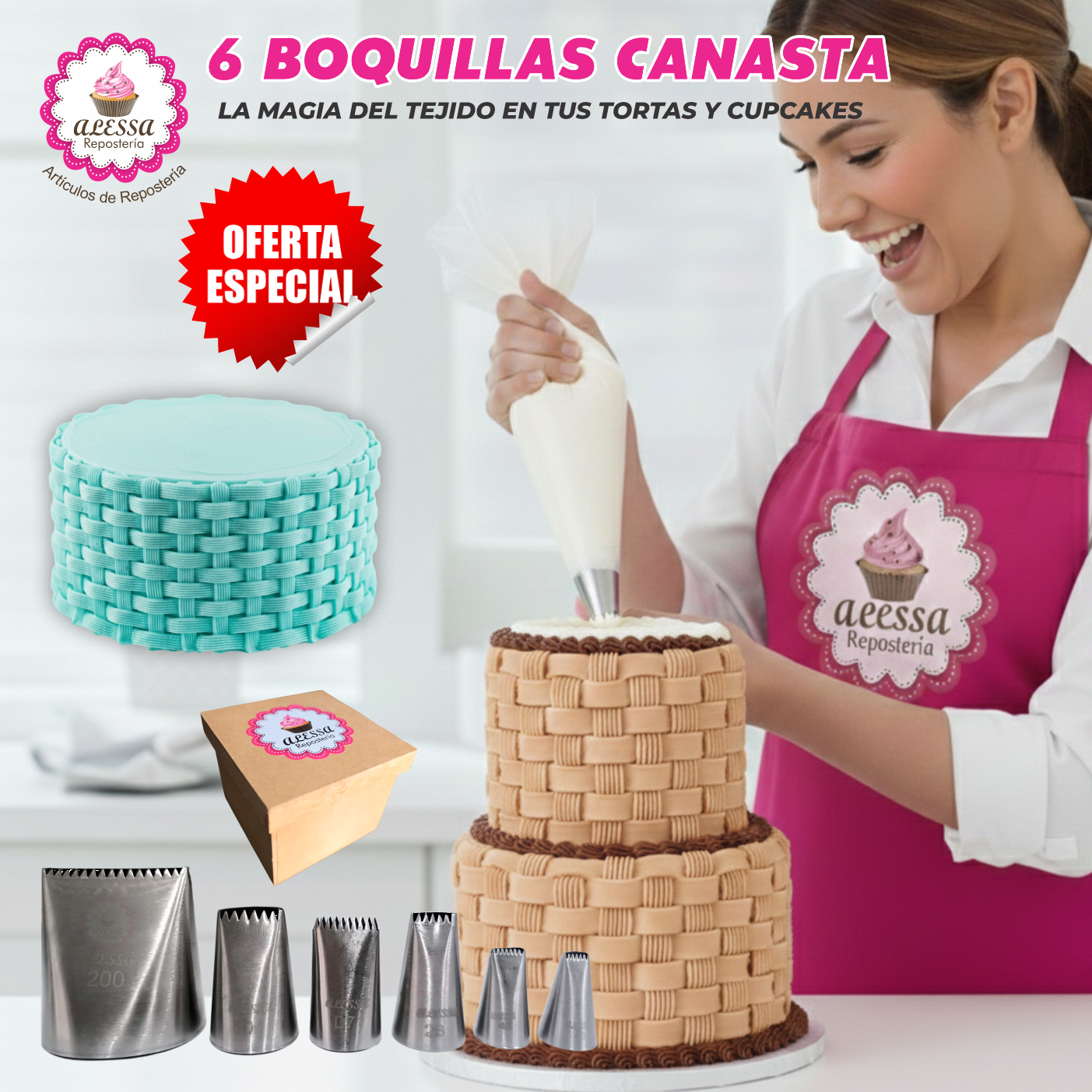 SET PREMIUM DE 6 BOQUILLAS PROFESIONALES CANASTA PARA REPOSTERÍA - 4