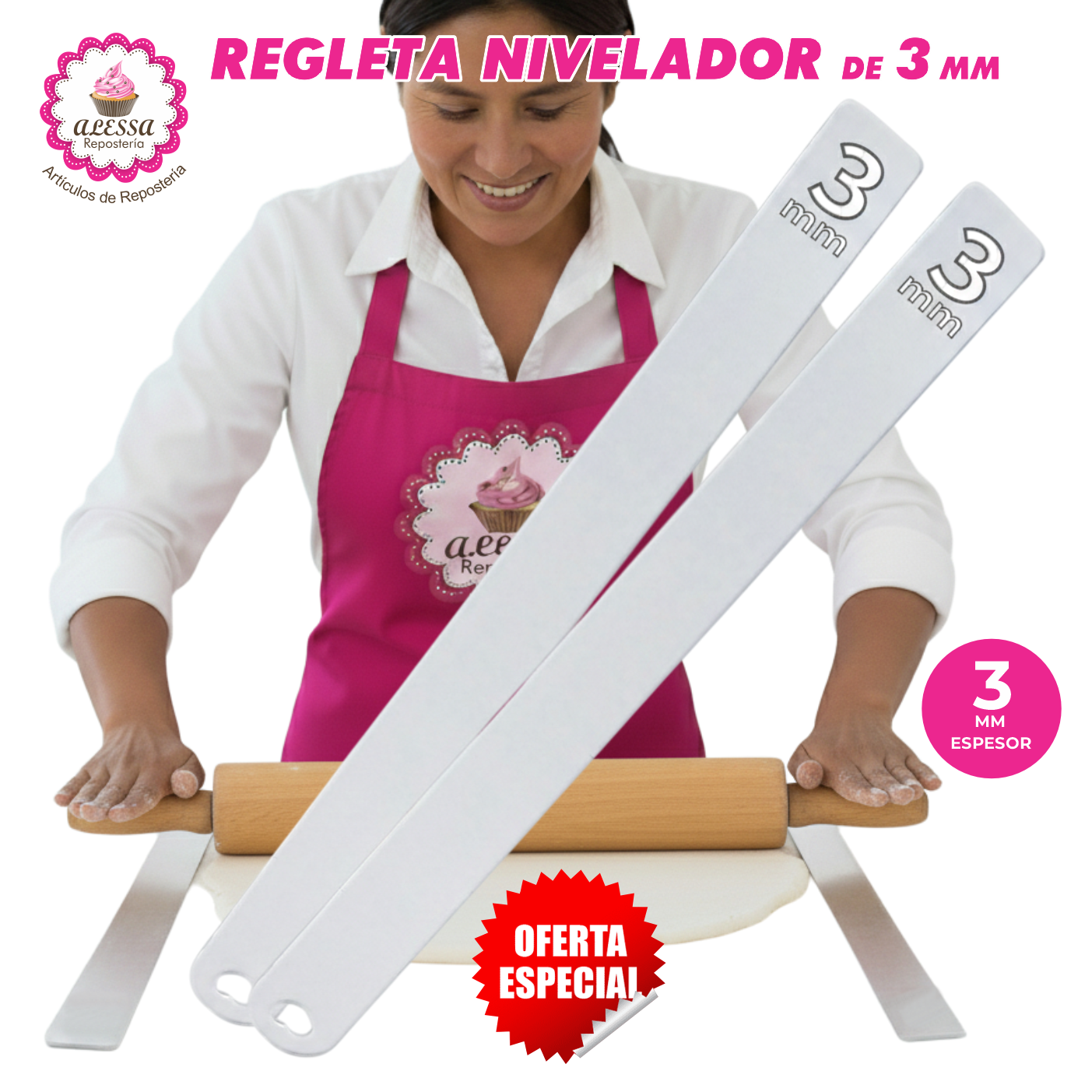 2 REGLETAS NIVELADOR ACRÍLICO PARA REPOSTERÍA DE 3 MM. - 1