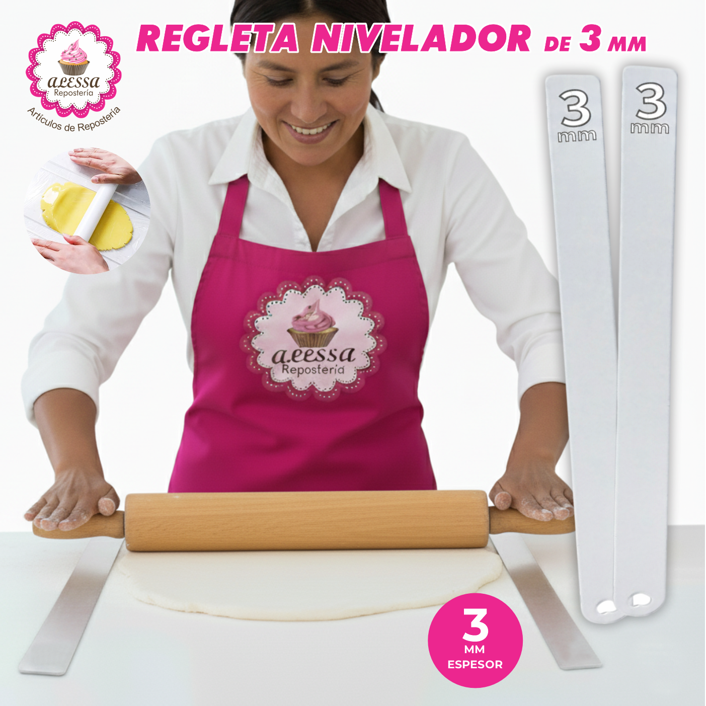 2 REGLETAS NIVELADOR ACRÍLICO PARA REPOSTERÍA DE 3 MM. - 2