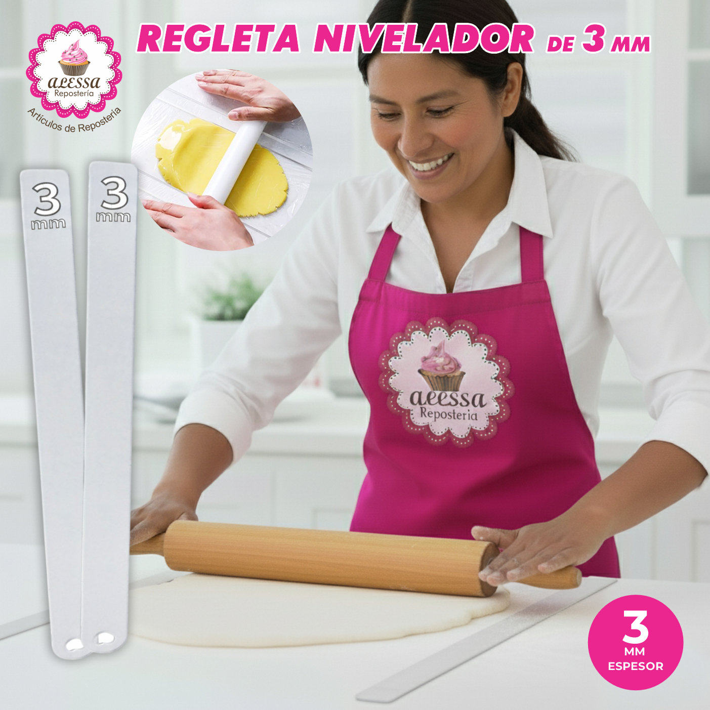 2 REGLETAS NIVELADOR ACRÍLICO PARA REPOSTERÍA DE 3 MM. - 3