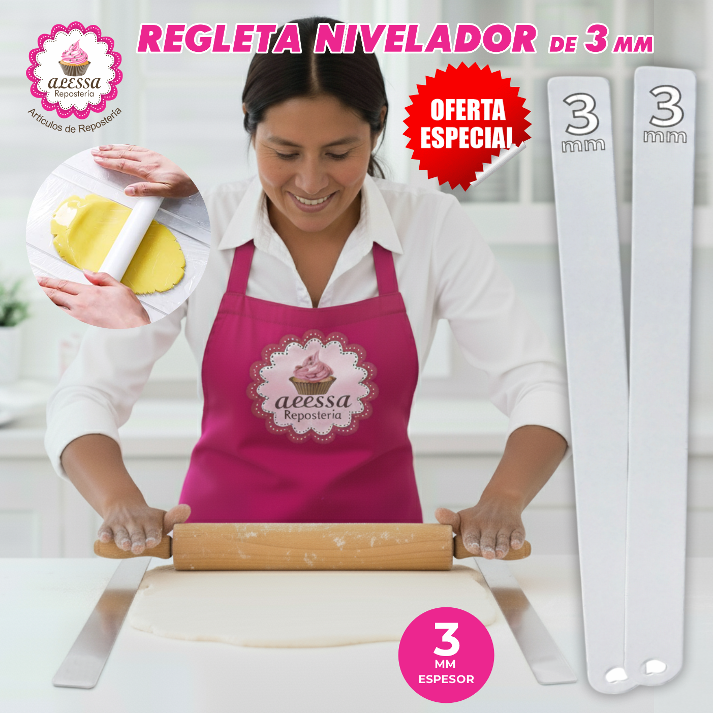 2 REGLETAS NIVELADOR ACRÍLICO PARA REPOSTERÍA DE 3 MM. - 4