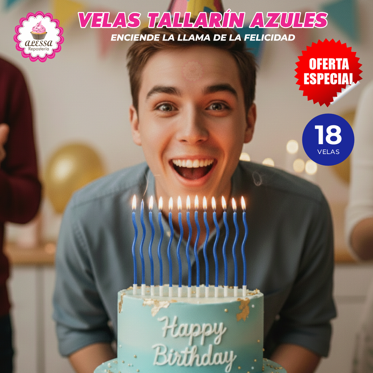 VELAS TALLARÍN PREMIUM PARA CUMPLEAÑOS PACK DE 18 UNIDADES - 2
