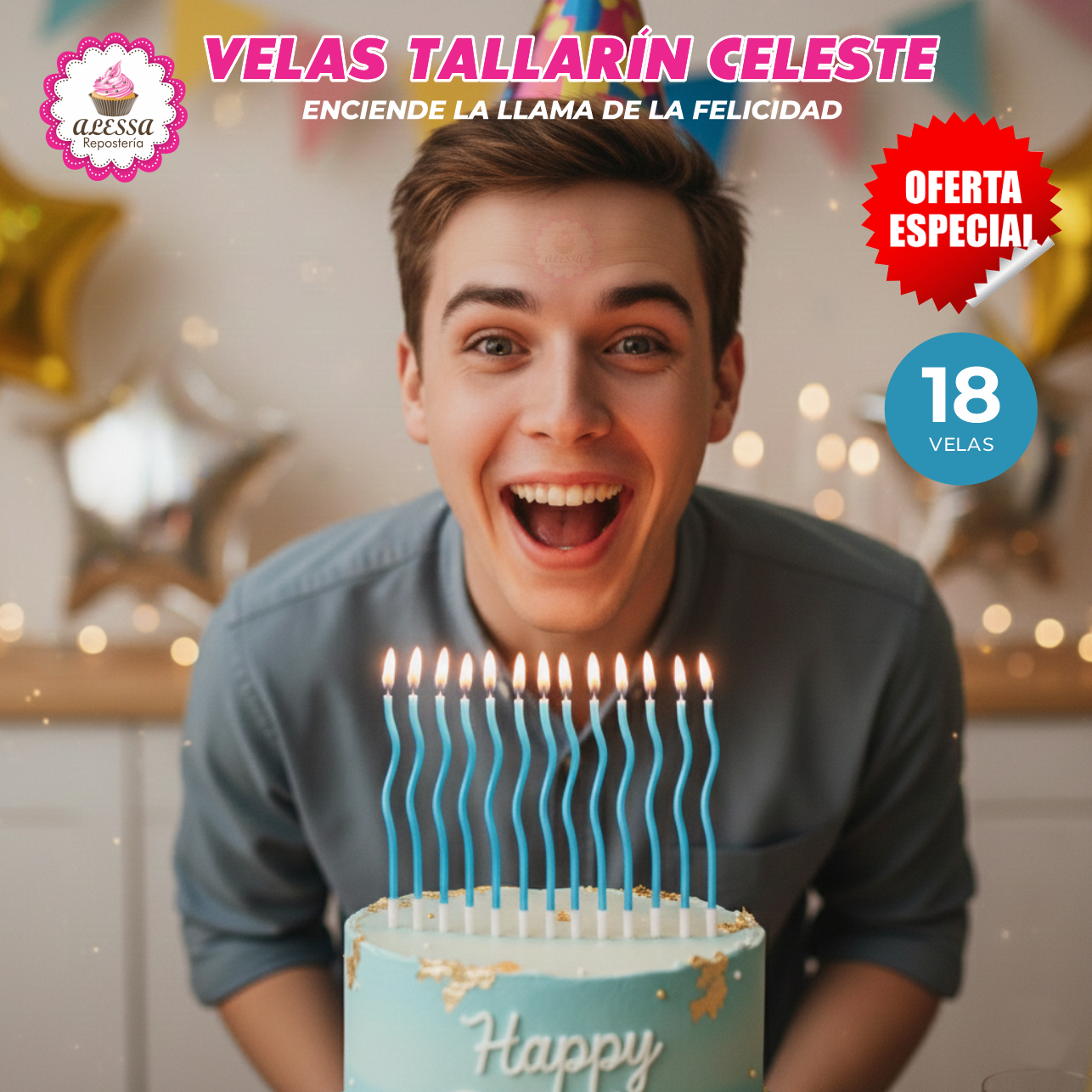 VELAS TALLARÍN PREMIUM PARA CUMPLEAÑOS PACK DE 18 UNIDADES - 2