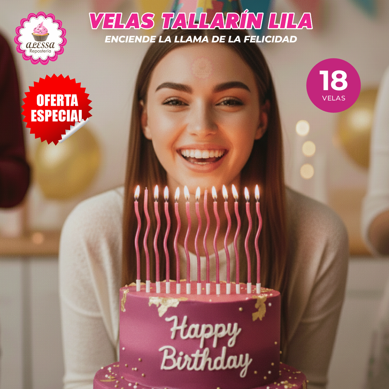 VELAS TALLARÍN PREMIUM PARA CUMPLEAÑOS PACK DE 18 UNIDADES - 2