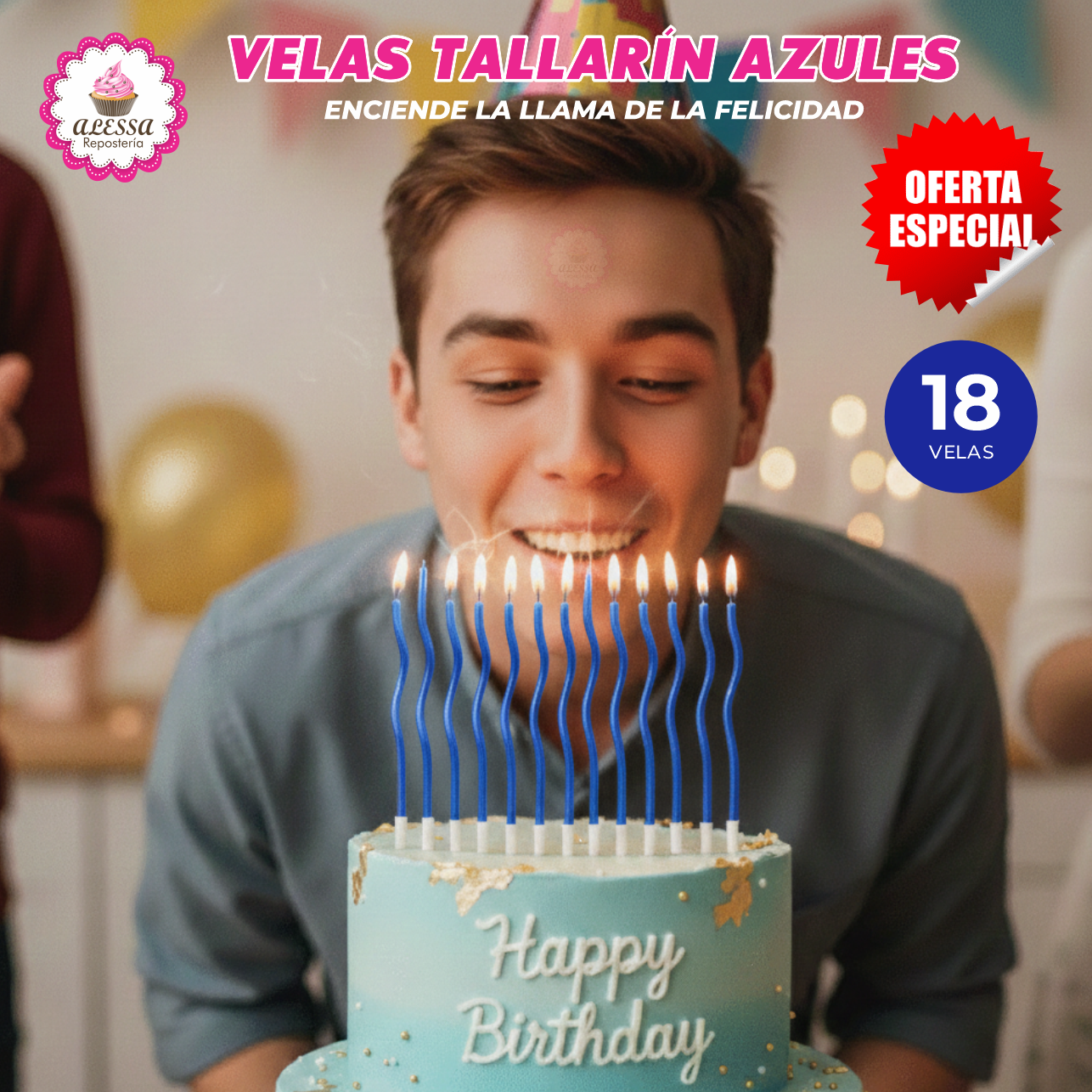 VELAS TALLARÍN PREMIUM PARA CUMPLEAÑOS PACK DE 18 UNIDADES - 3