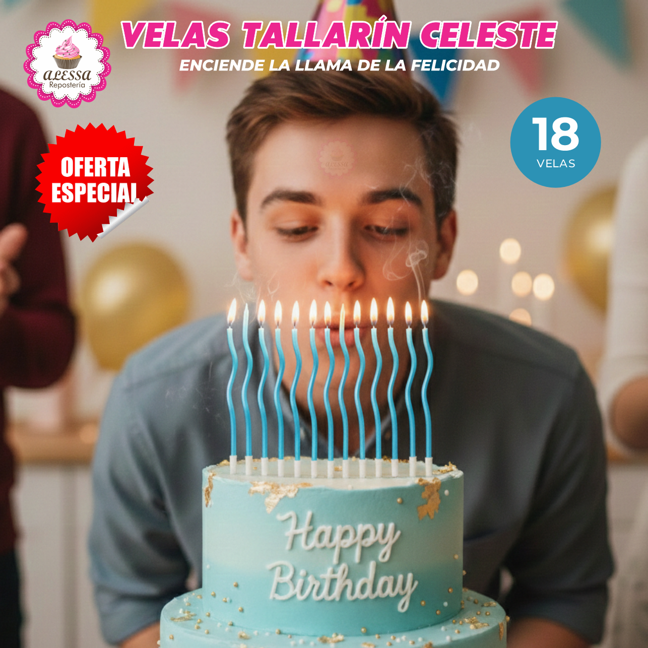 VELAS TALLARÍN PREMIUM PARA CUMPLEAÑOS PACK DE 18 UNIDADES - 3