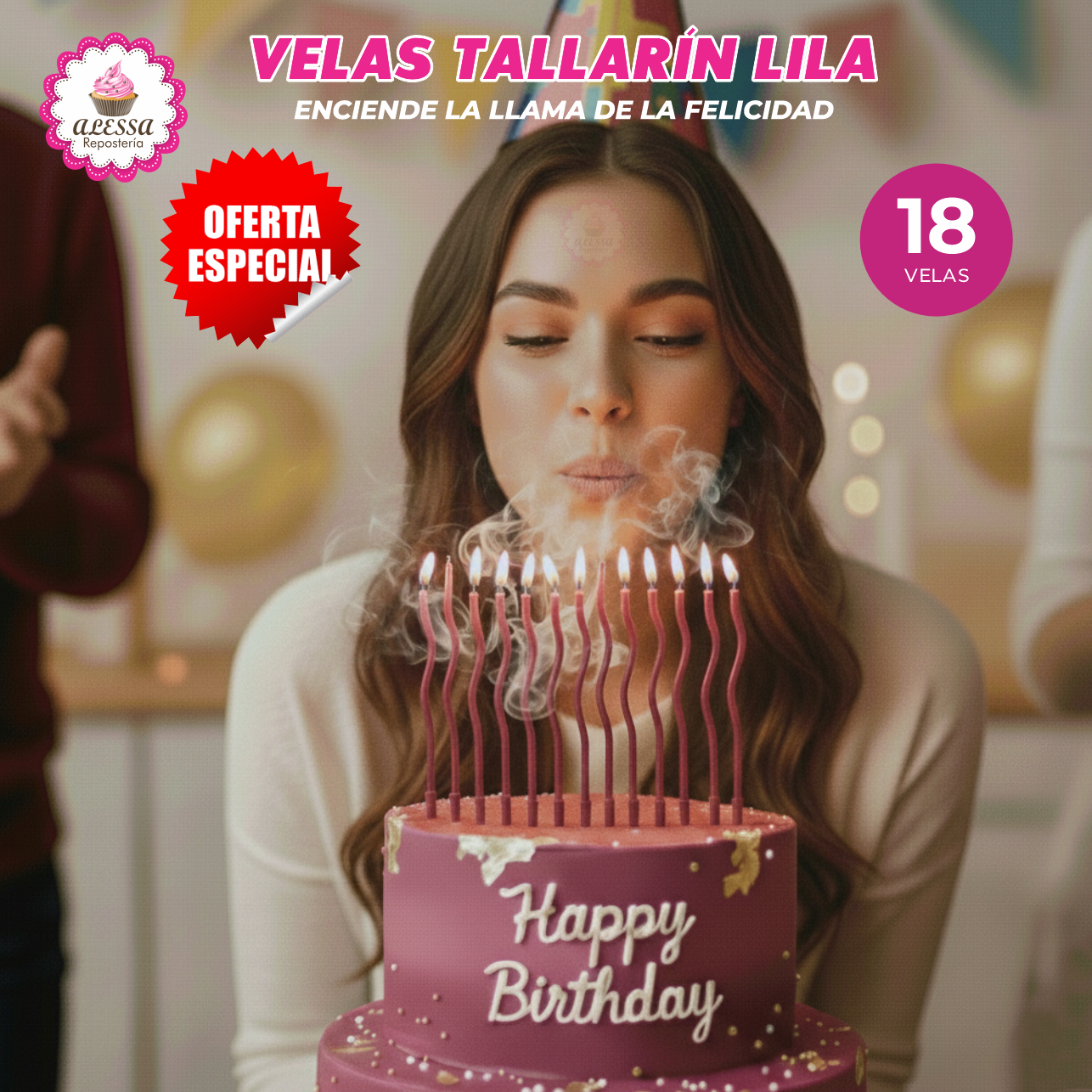 VELAS TALLARÍN PREMIUM PARA CUMPLEAÑOS PACK DE 18 UNIDADES - 3