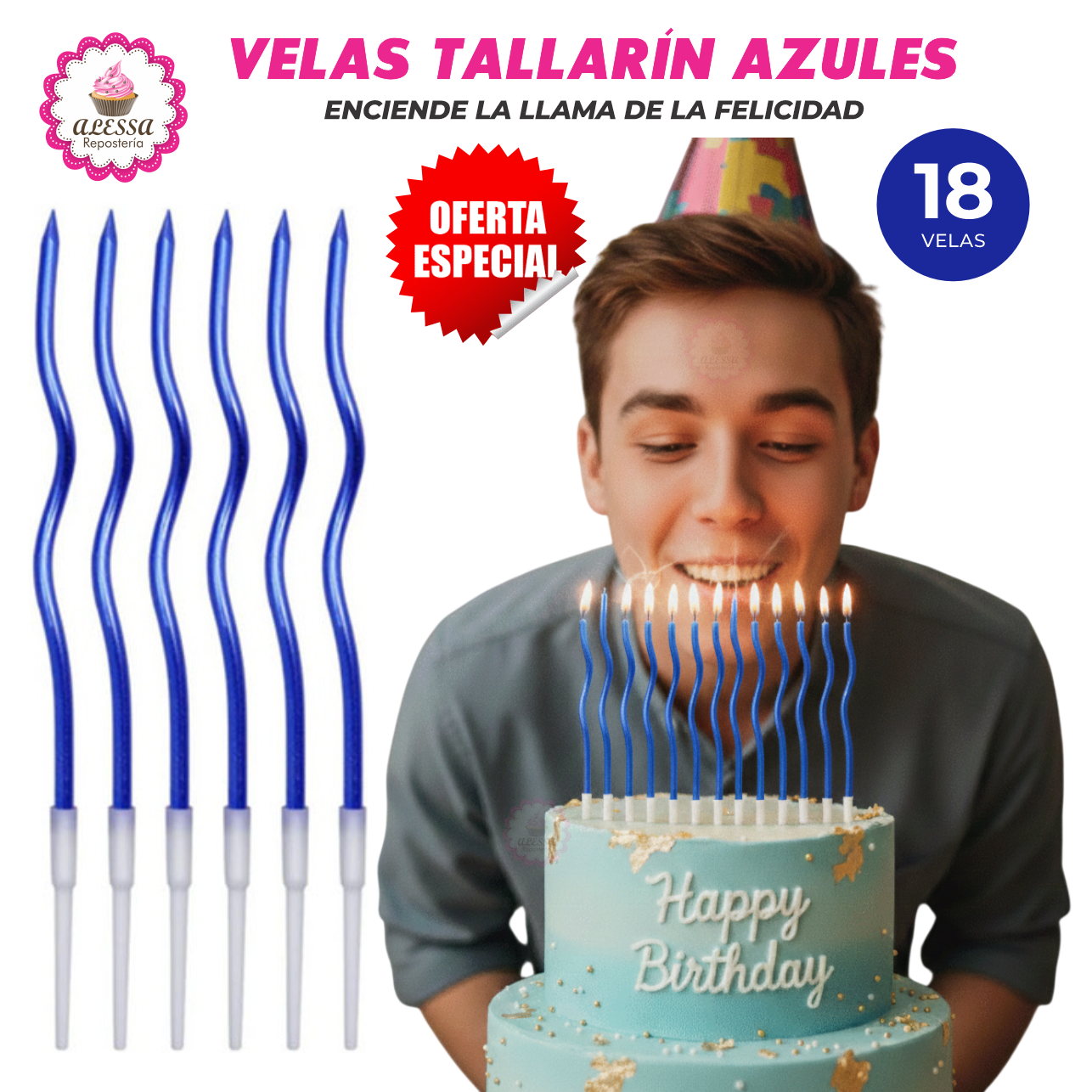 VELAS TALLARÍN PREMIUM PARA CUMPLEAÑOS PACK DE 18 UNIDADES - 4