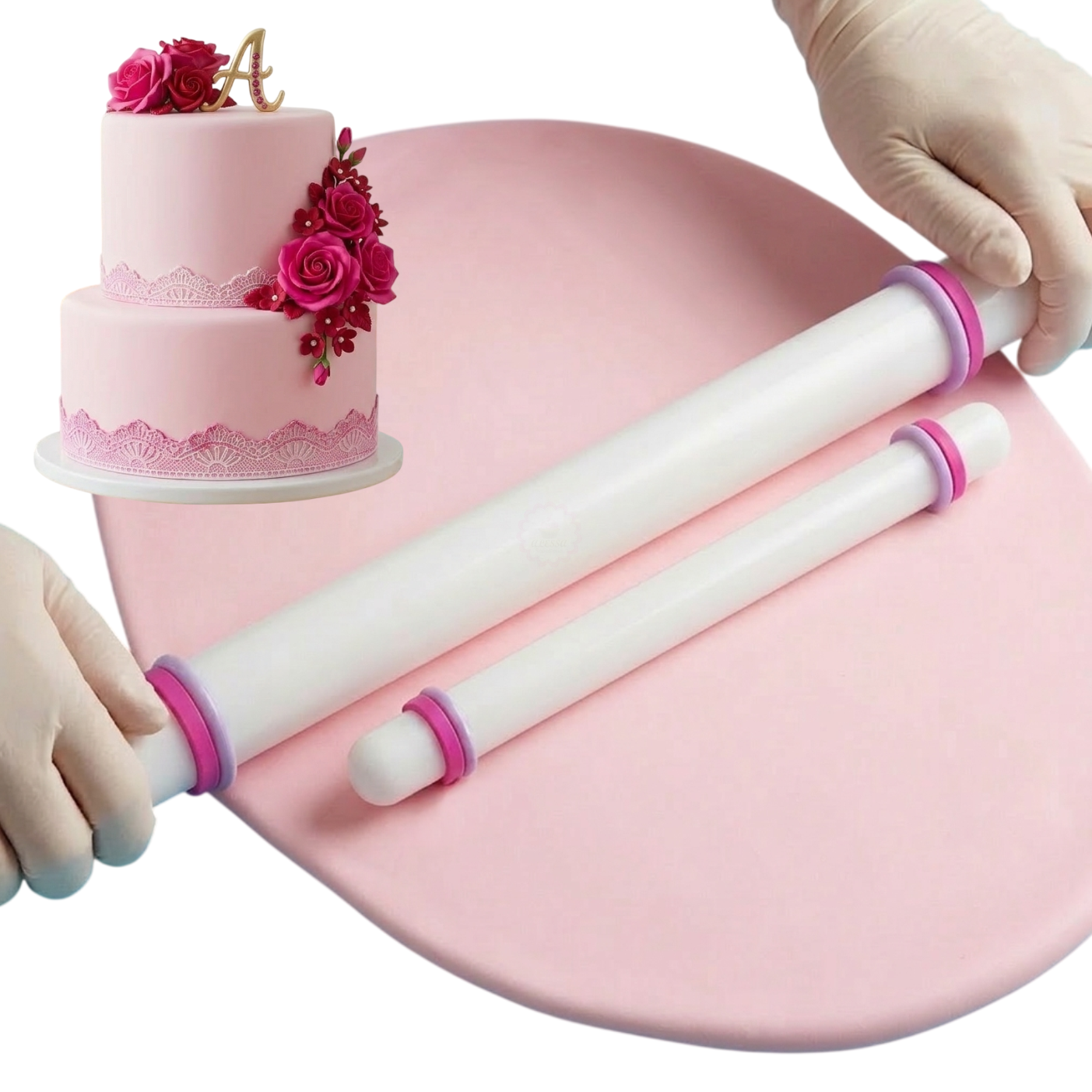 PACK DE 2 RODILLOS DE 50 CM Y 23 CM DE LARGO CON 4 ANILLOS PARA REPOSTERIA - 2