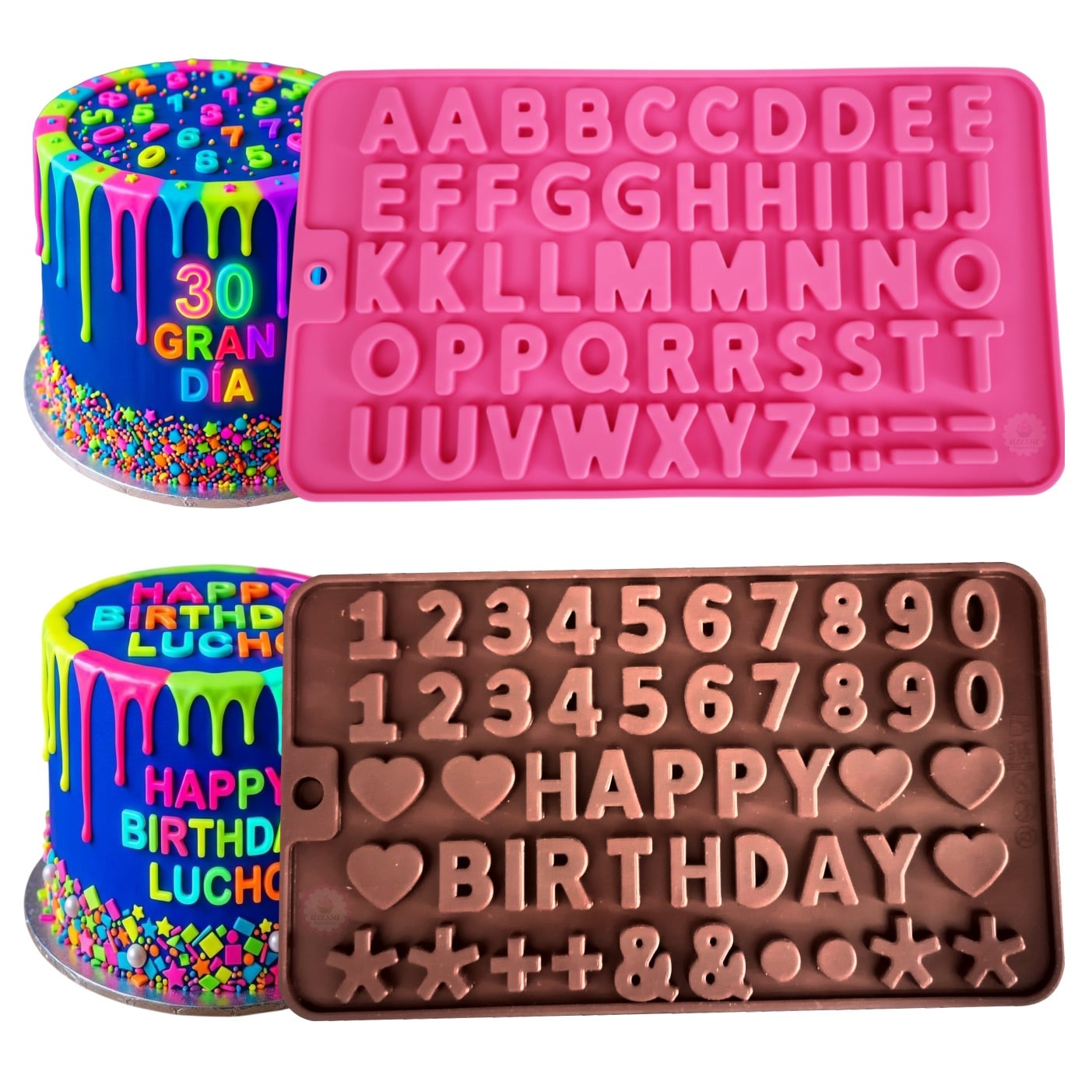 PACK DE 2 MOLDES DE SILICONA DE LETRAS Y NUMEROS PARA REPOSTERIA - 3
