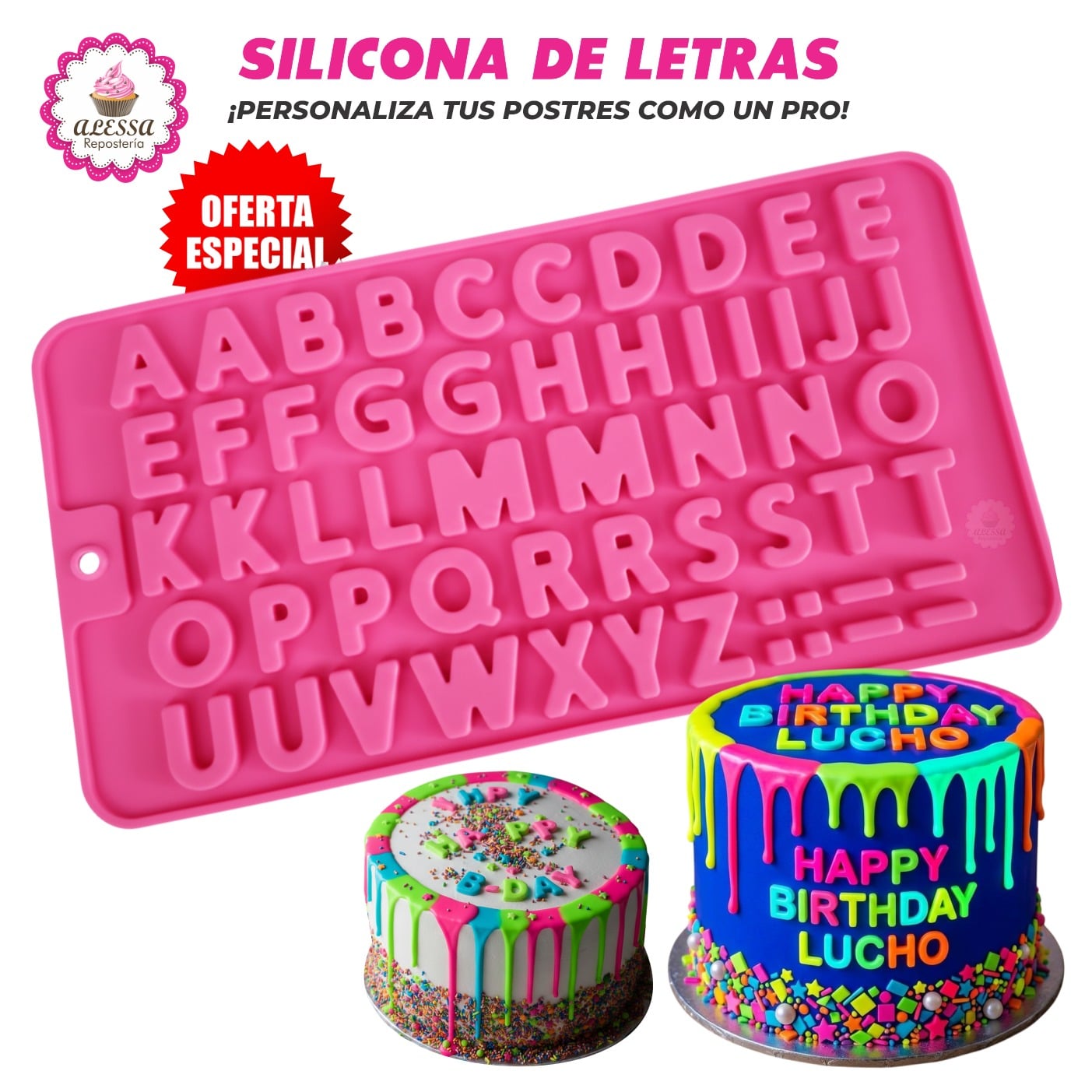 PACK DE 2 MOLDES DE SILICONA DE LETRAS Y NUMEROS PARA REPOSTERIA - 4