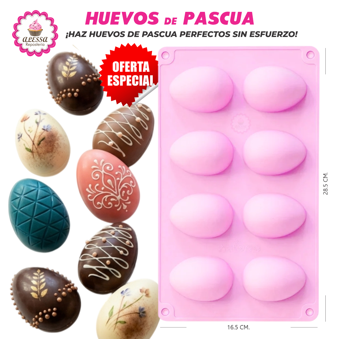 MOLDE DE SILICONA DE HUEVOS DE PASCUA PARA REPOSTERIA - 1
