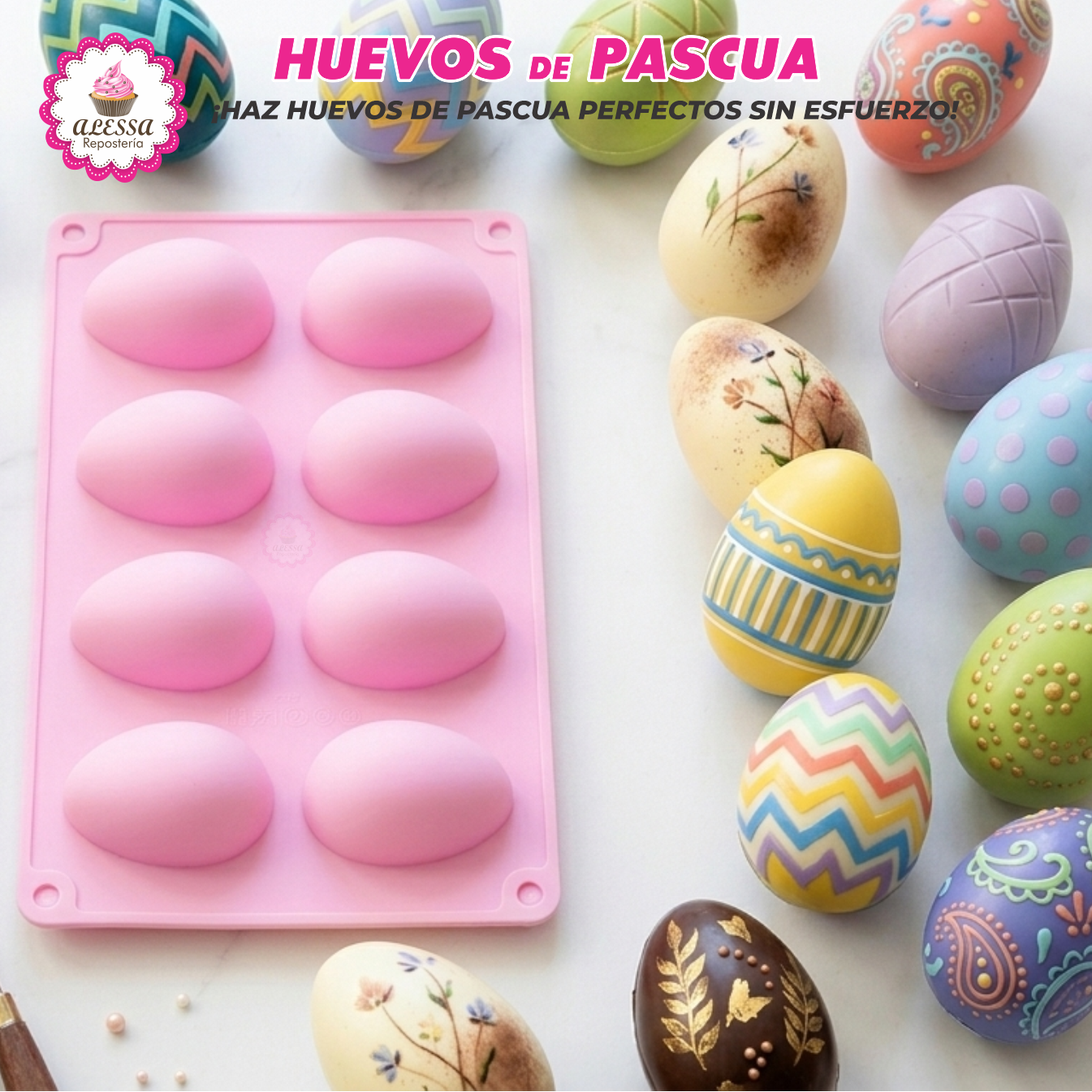 MOLDE DE SILICONA DE HUEVOS DE PASCUA PARA REPOSTERIA - 2