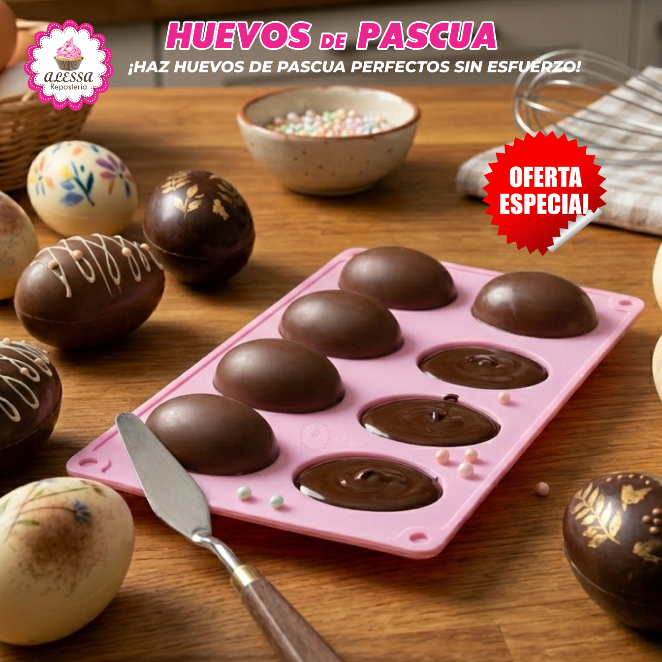 MOLDE DE SILICONA DE HUEVOS DE PASCUA PARA REPOSTERIA - 3