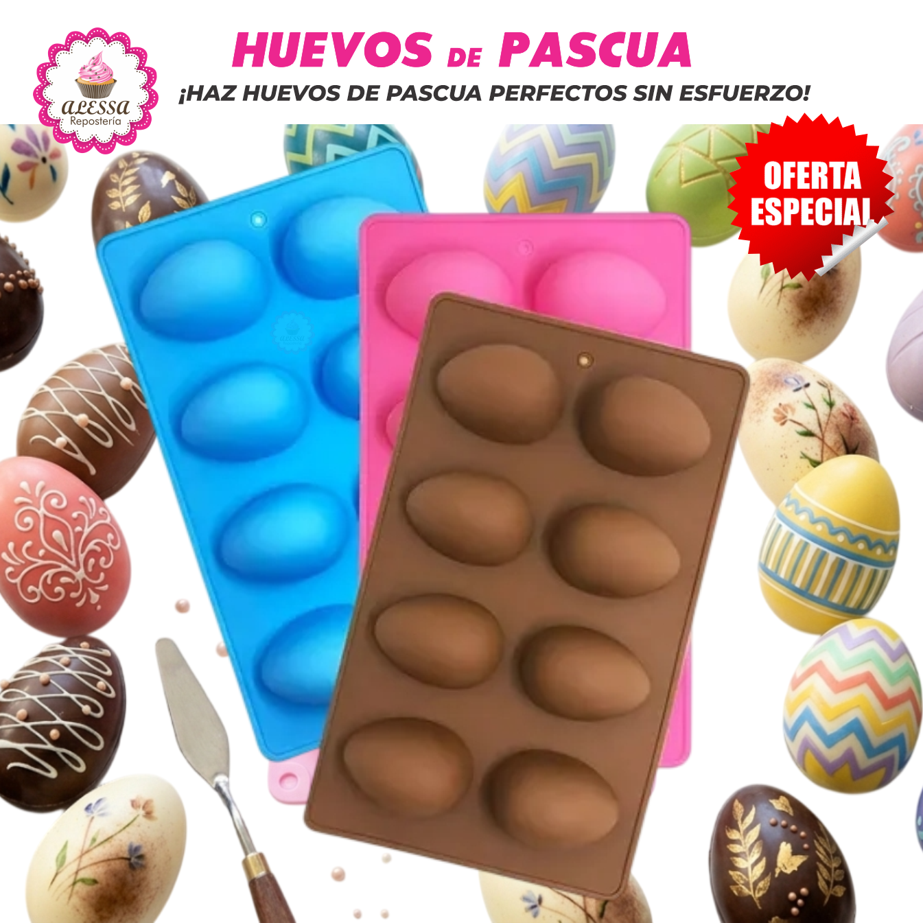 MOLDE DE SILICONA DE HUEVOS DE PASCUA PARA REPOSTERIA - 4