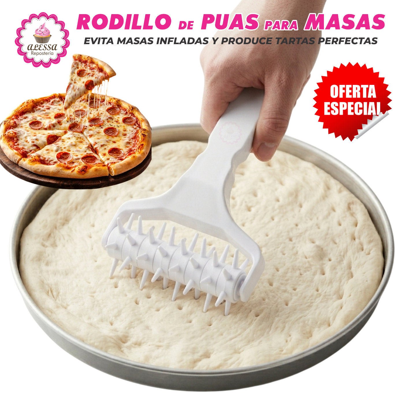 RODILLO DE PUAS PARA MASAS PARA REPOSTERIA - 1
