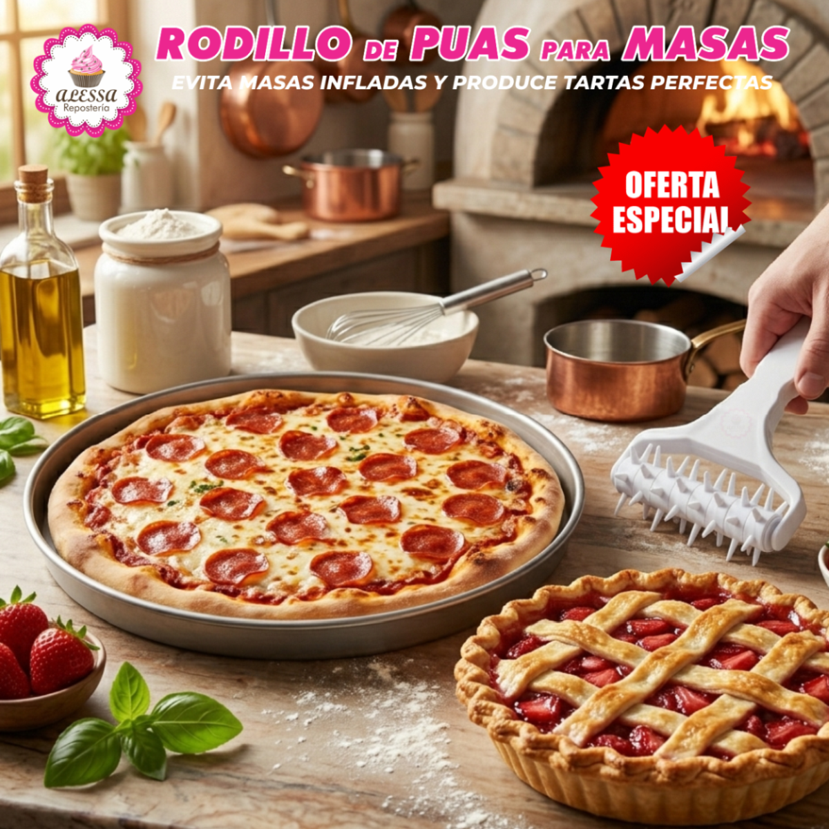RODILLO DE PUAS PARA MASAS PARA REPOSTERIA - 3