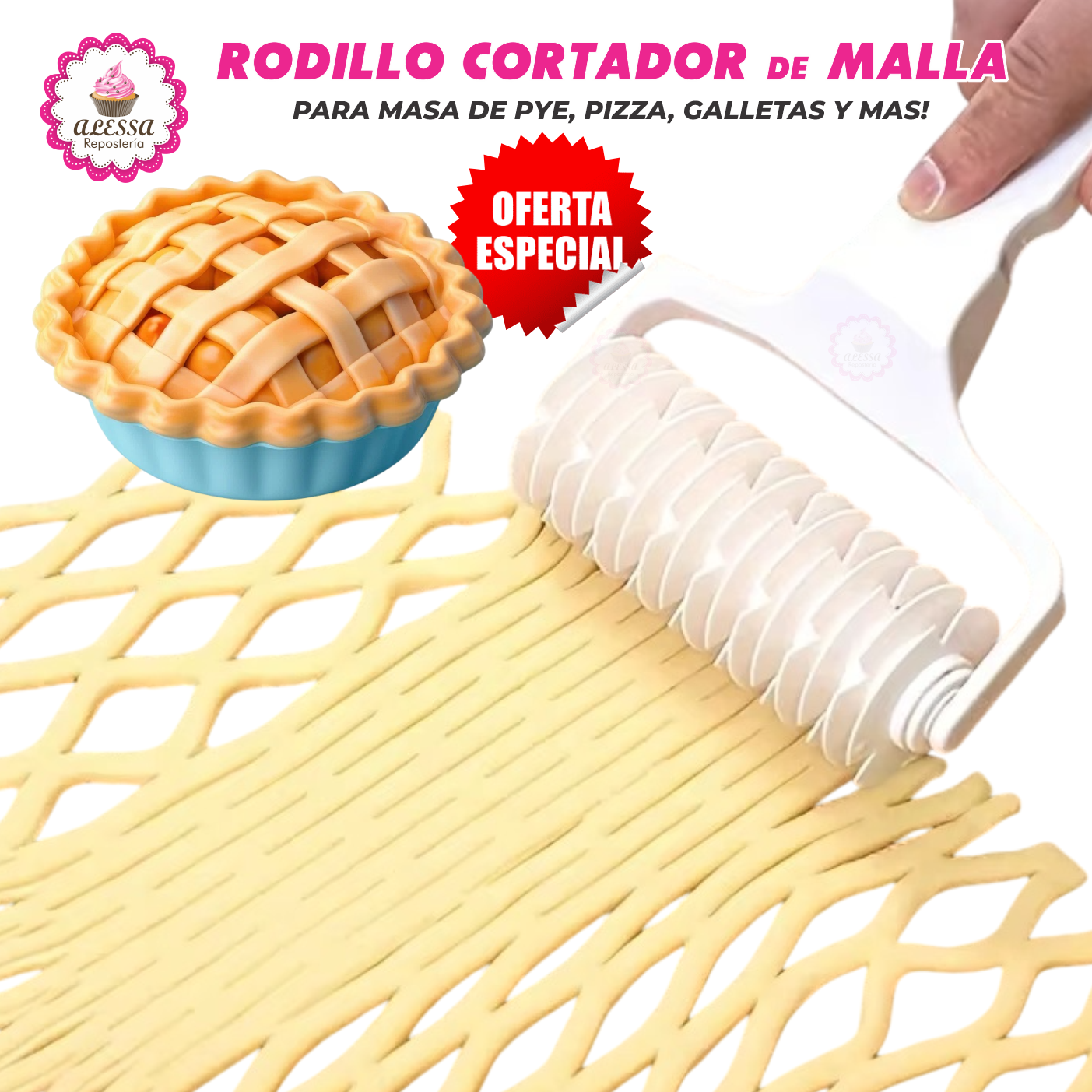 RODILLO CORTADOR EN MALLA PARA PYE PIZZA PARA REPOSTERIA - 1