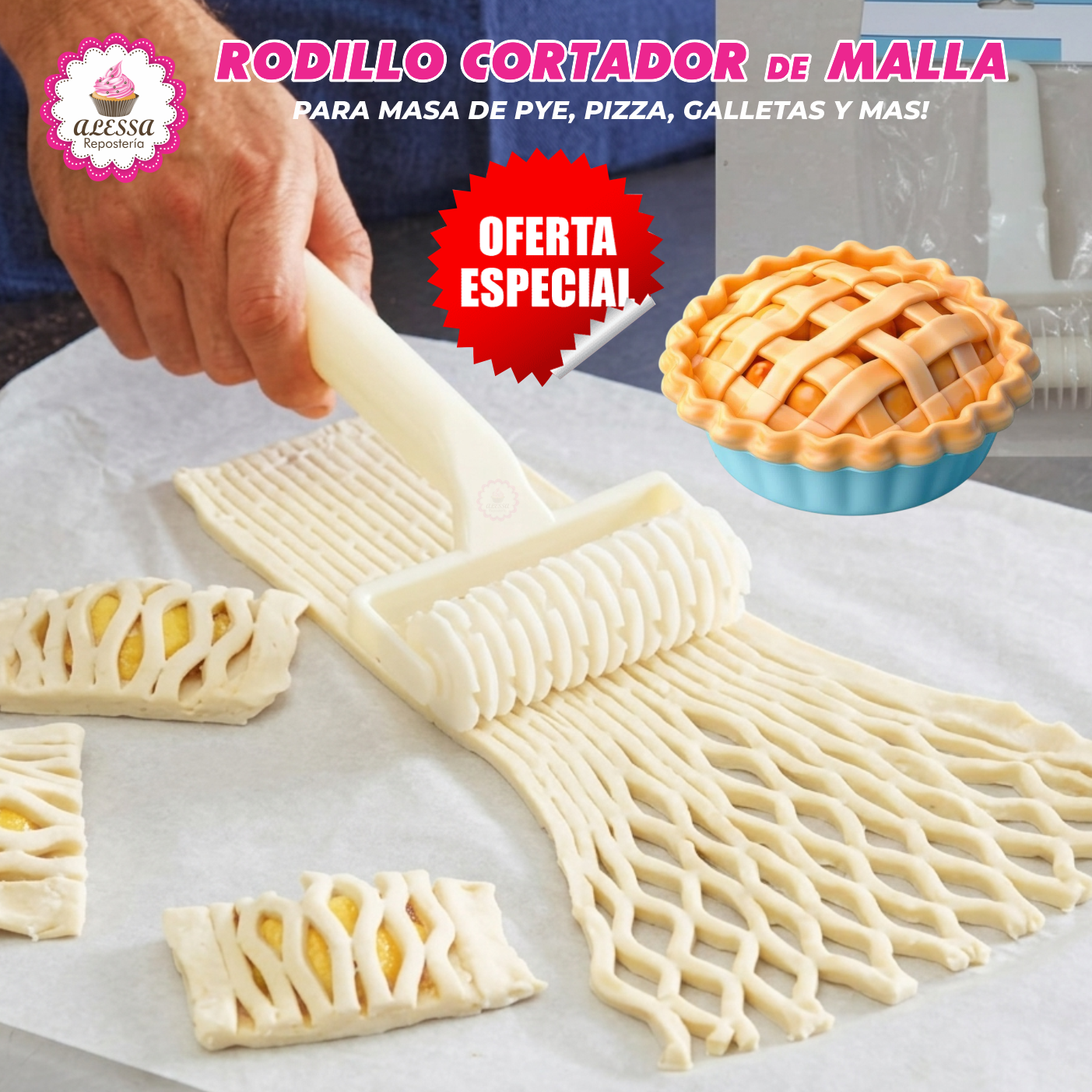 RODILLO CORTADOR EN MALLA PARA PYE PIZZA PARA REPOSTERIA - 2