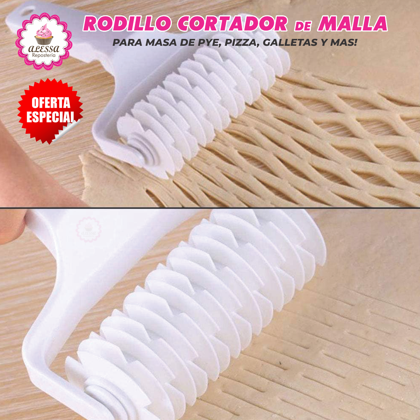 RODILLO CORTADOR EN MALLA PARA PYE PIZZA PARA REPOSTERIA - 3