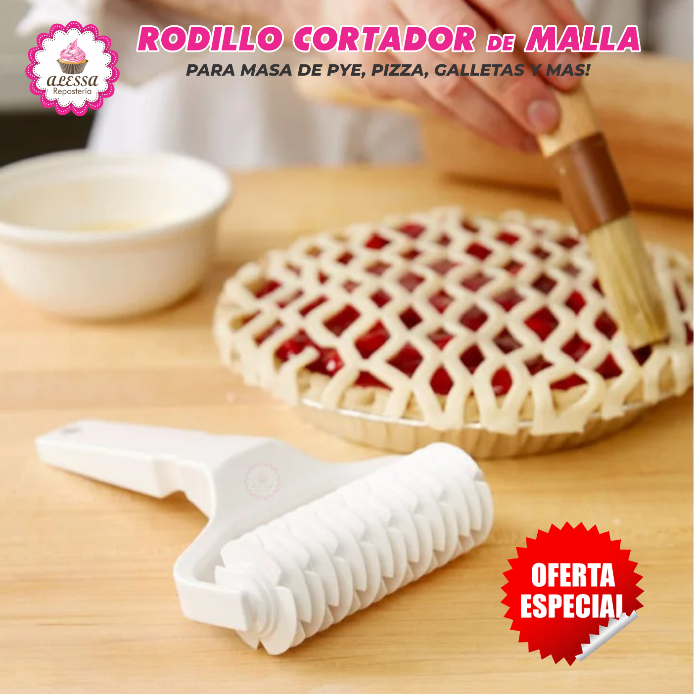 RODILLO CORTADOR EN MALLA PARA PYE PIZZA PARA REPOSTERIA - 4
