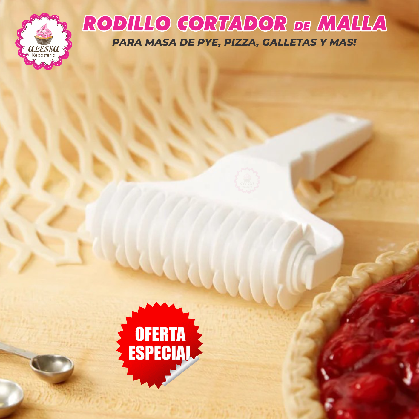 RODILLO CORTADOR EN MALLA PARA PYE PIZZA PARA REPOSTERIA - 5