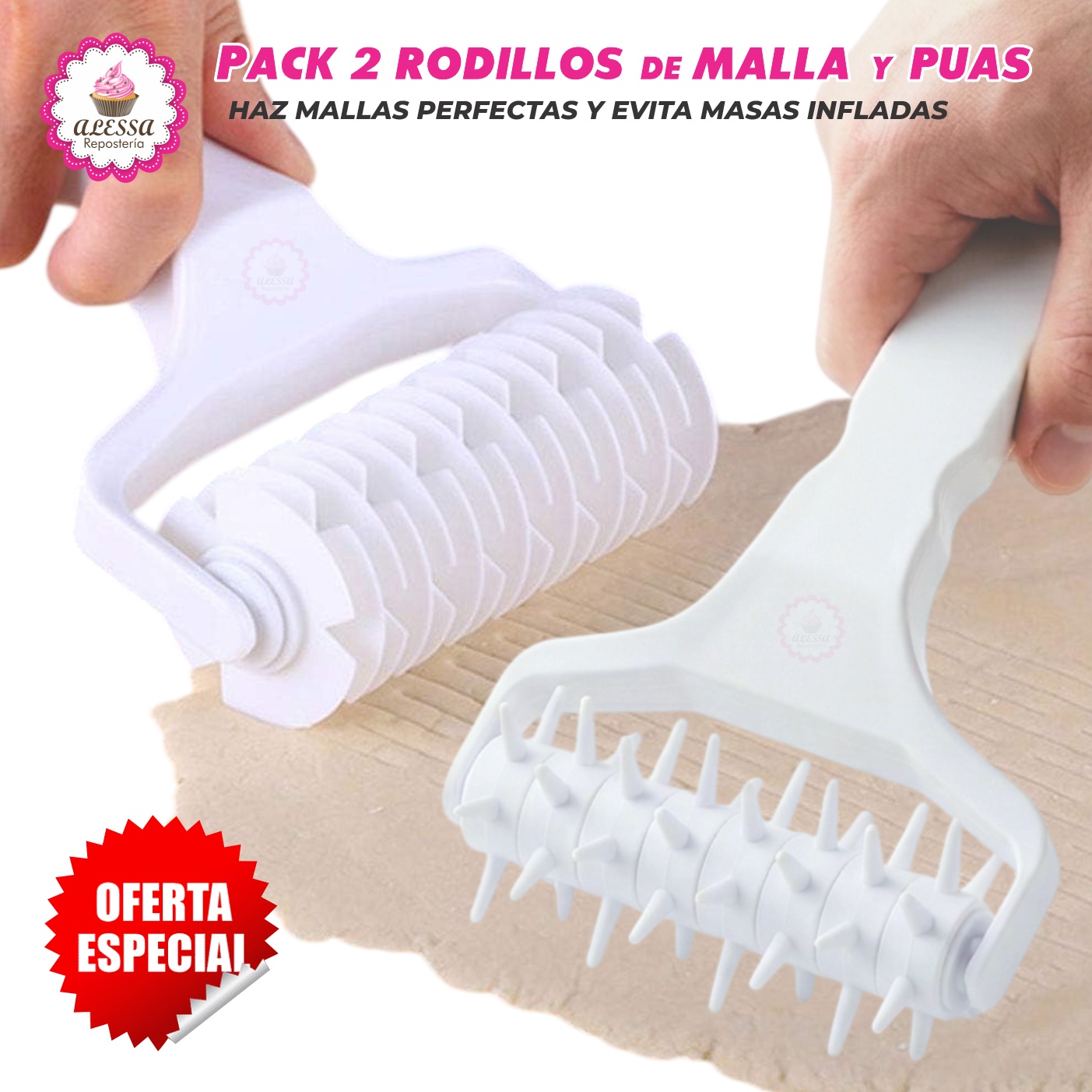 PACK PREMIUM DE 2 RODILLOS DE MALLA Y DE PUAS PARA REPOSTERIA - 3