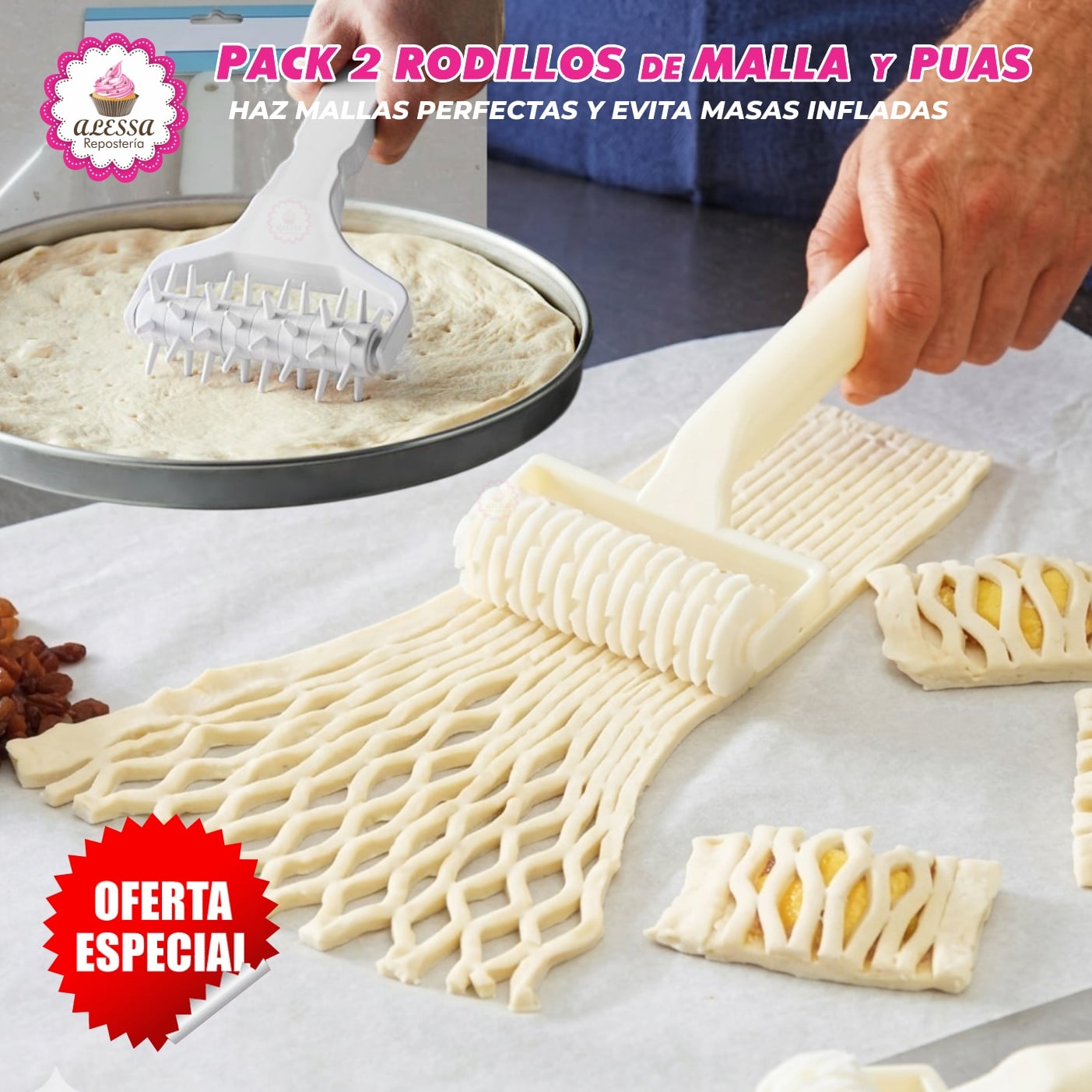 PACK PREMIUM DE 2 RODILLOS DE MALLA Y DE PUAS PARA REPOSTERIA - 4