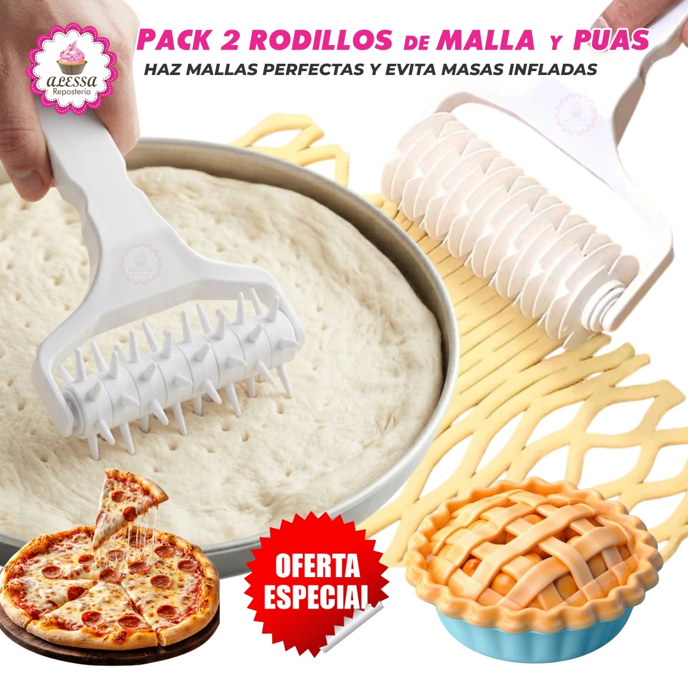 PACK PREMIUM DE 2 RODILLOS DE MALLA Y DE PUAS PARA REPOSTERIA - 5