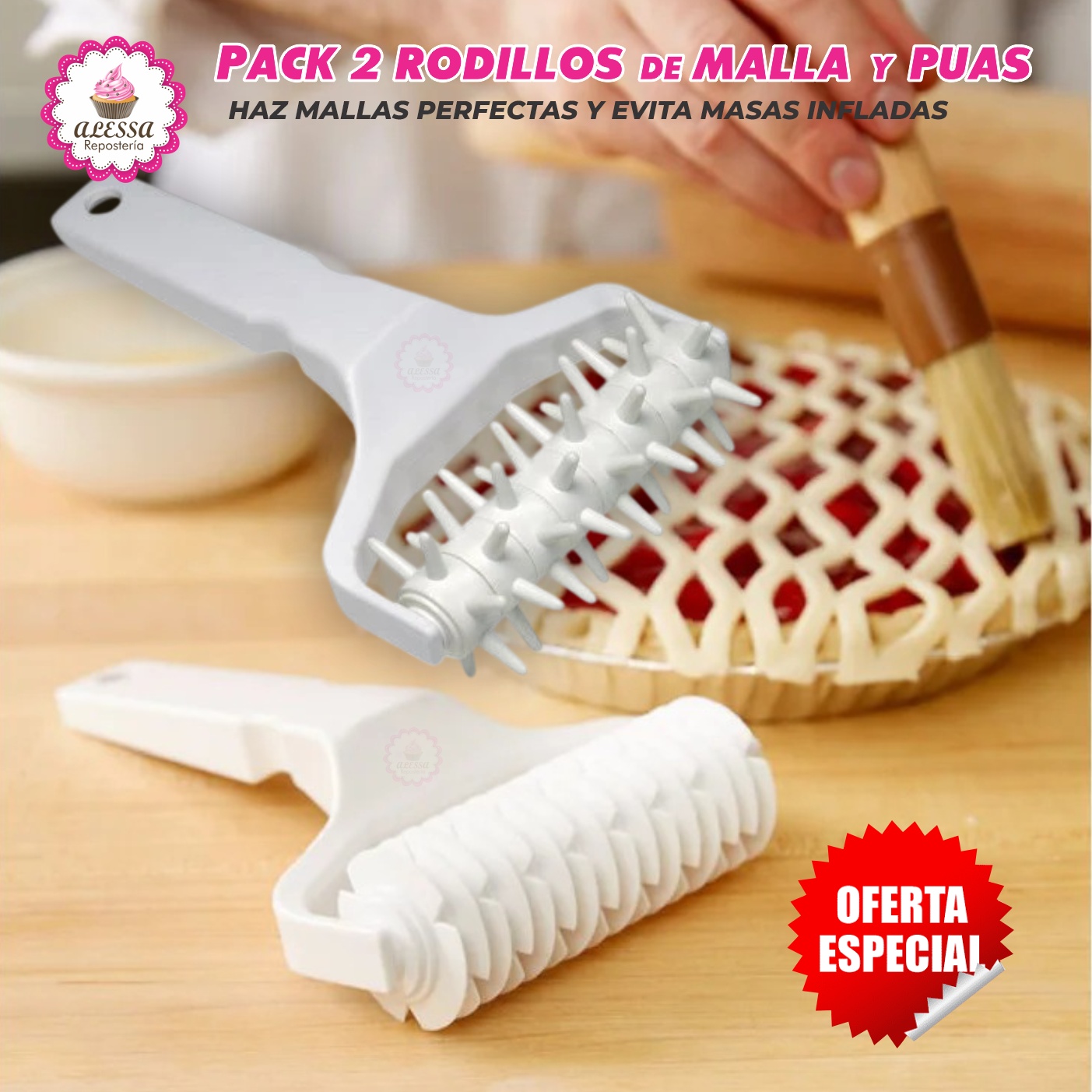 PACK PREMIUM DE 2 RODILLOS DE MALLA Y DE PUAS PARA REPOSTERIA - 6